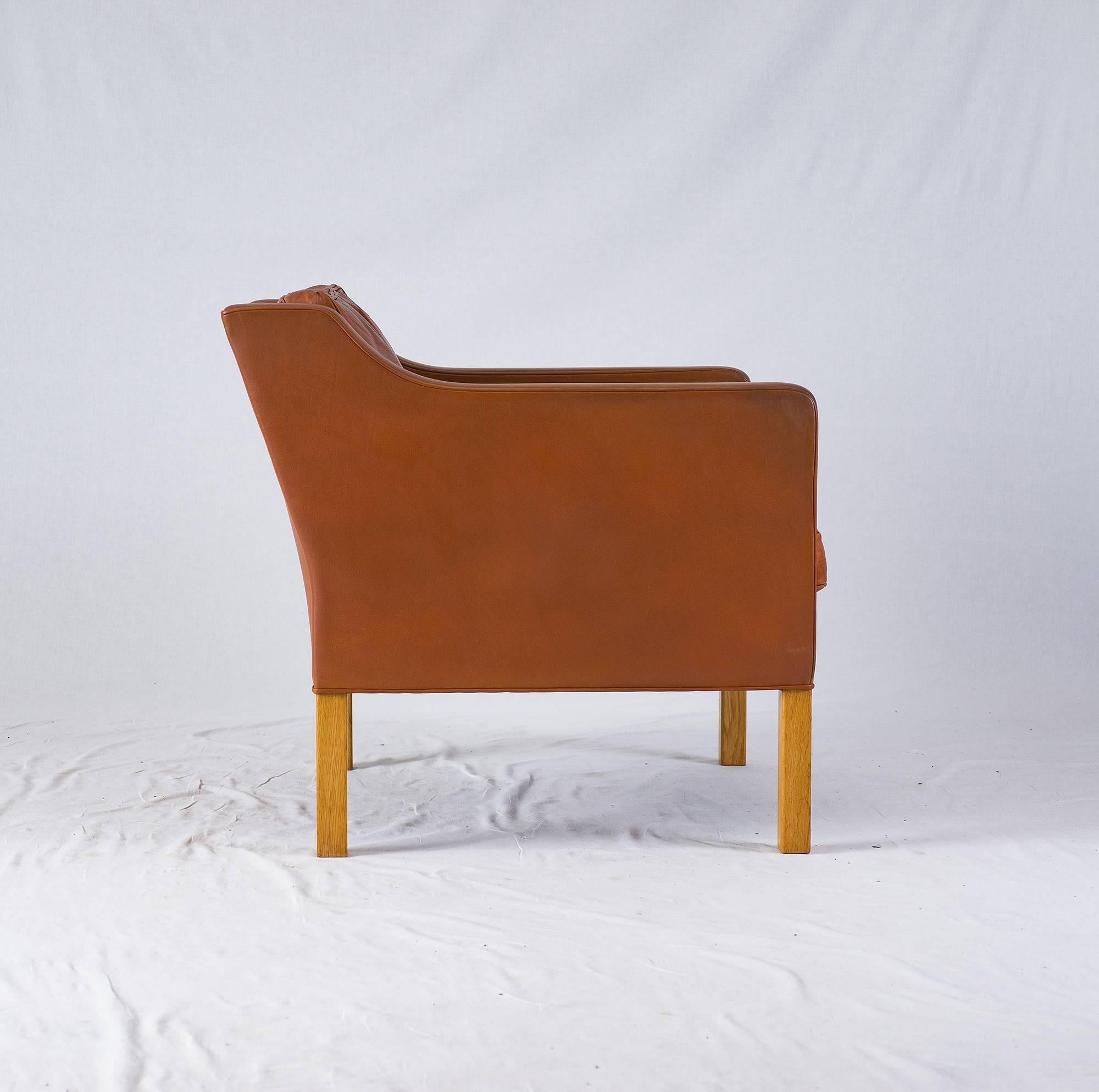 Danish Børge Mogensen Leather Lounge Chair
