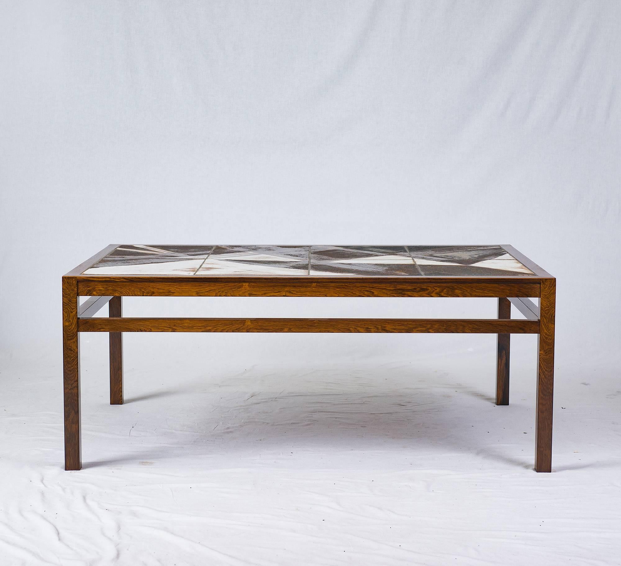 Danish rosewood abstract tile coffee table.