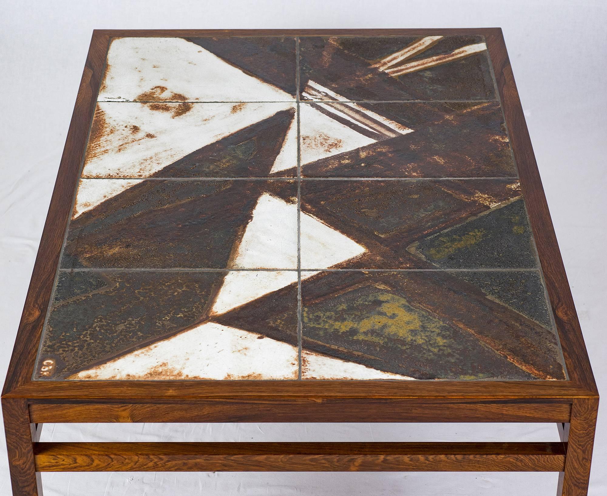 Danish Rosewood Abstract Tile Coffee Table 1