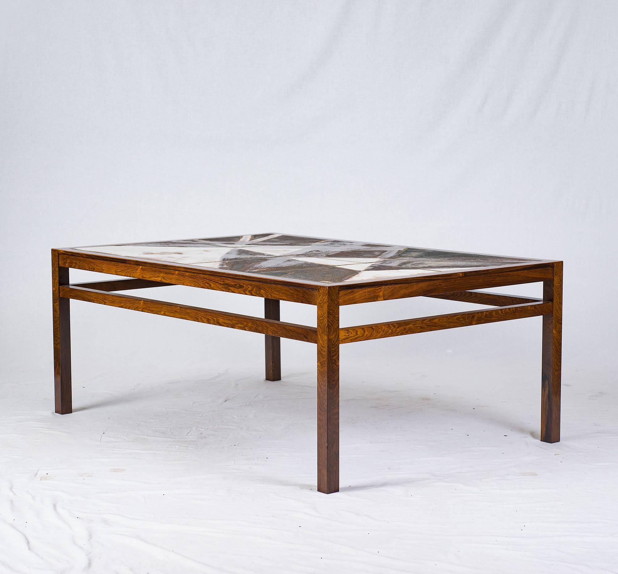 Danish Rosewood Abstract Tile Coffee Table In Excellent Condition In Los Angeles, CA