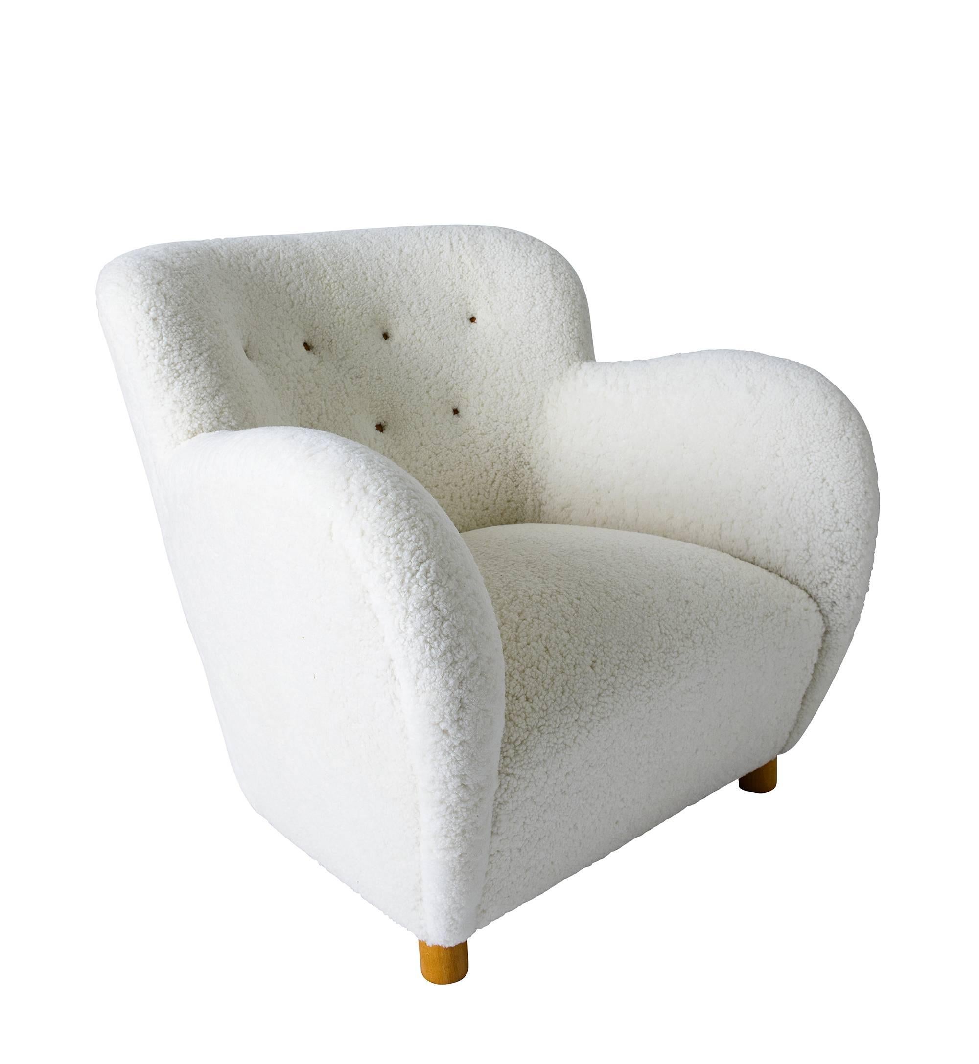 Scandinavian sheepskin lounge chair.