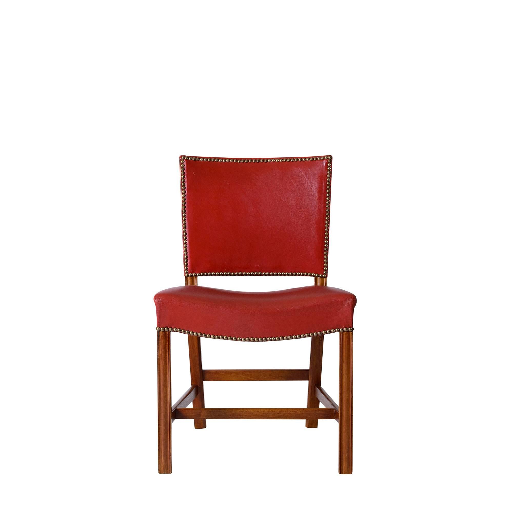 Set of eight Kaare Klint dining chairs designed in 1927 and produced by Rud Rasmussen.