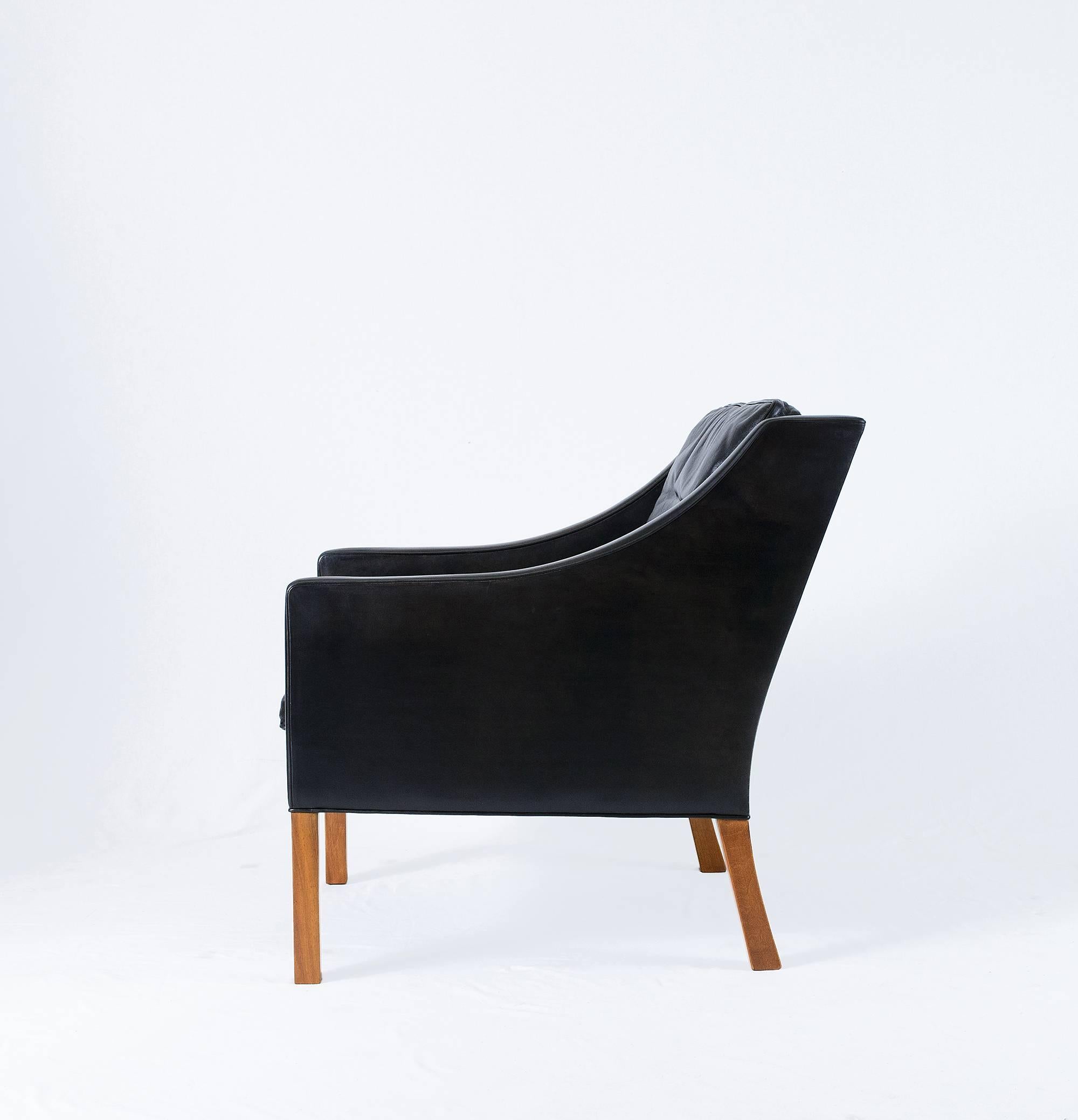 Scandinavian Modern Borge Mogensen Model #2207 Leather Lounge Chair