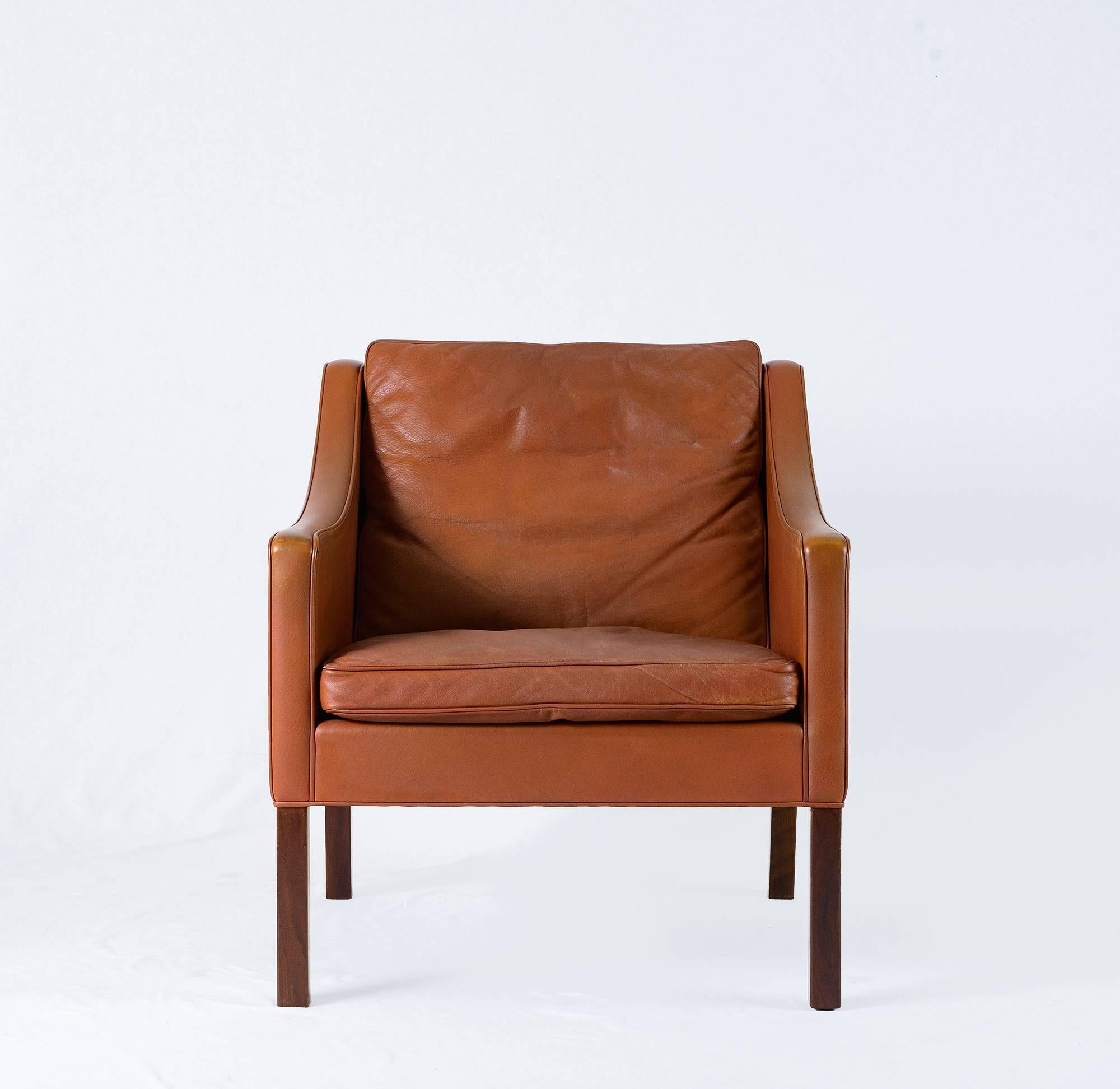 Scandinavian Modern Børge Mogensen Model #2207 Leather Lounge Chair