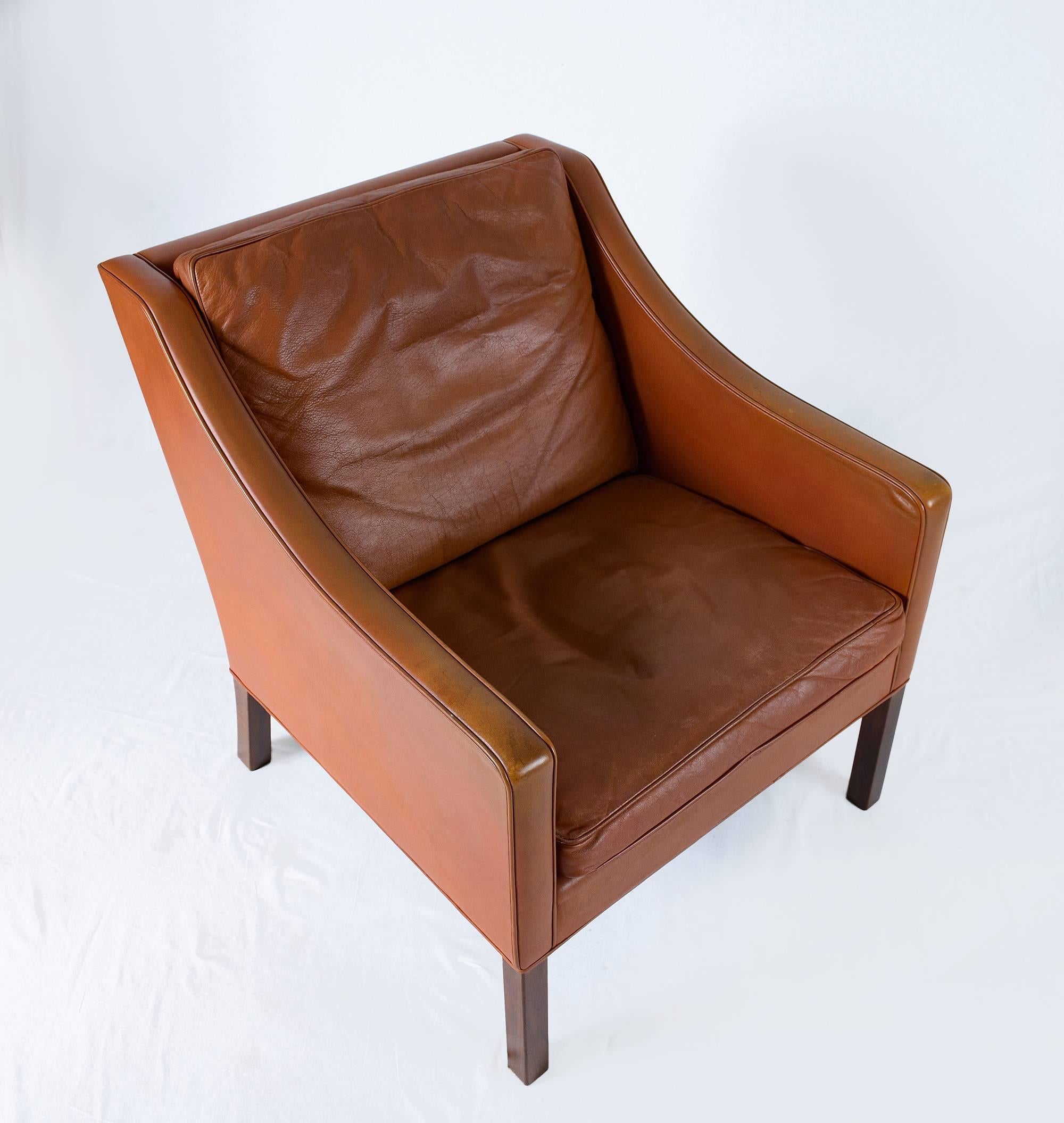 Danish Børge Mogensen Model #2207 Leather Lounge Chair