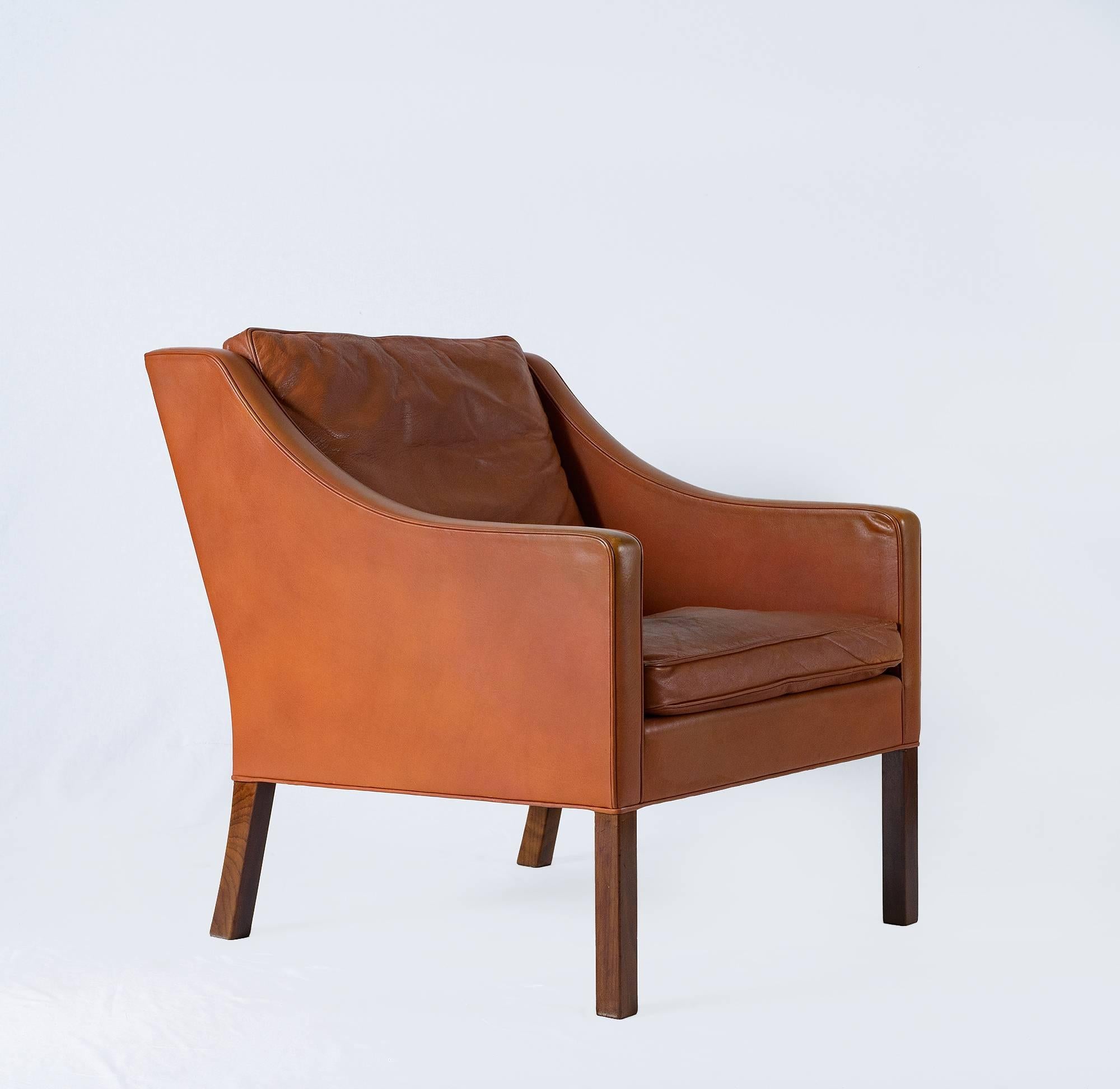 Børge Mogensen model #2207 leather lounge chair designed in 1963 and produced by Fredericia.