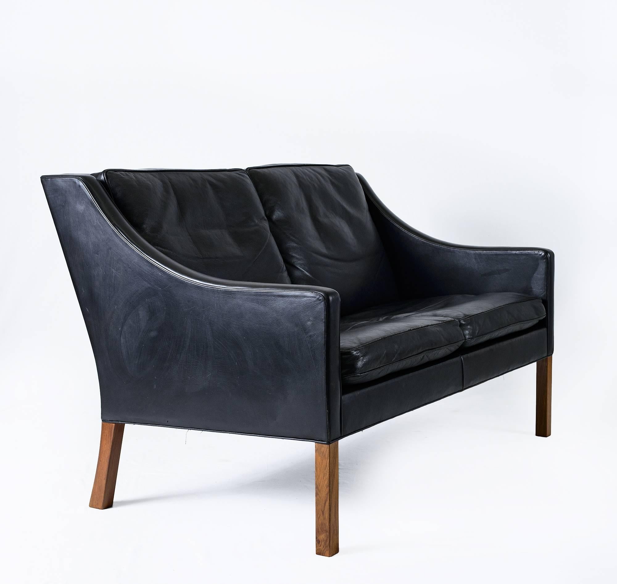 Børge Mogensen model no. 2208 two-seat sofa designed in 1963 and produced by Fredericia.