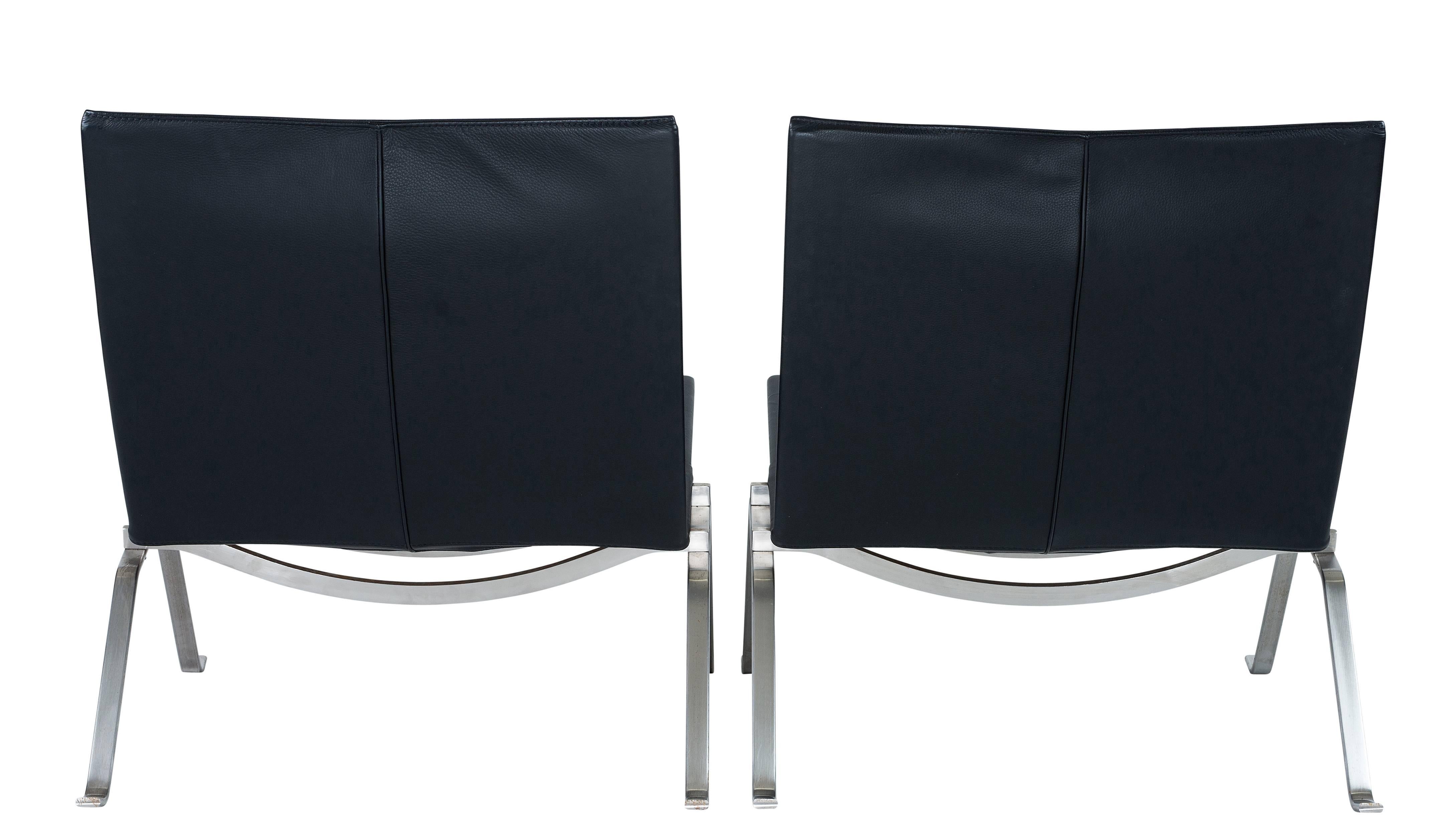 Pair of Poul Kjaerholm PK 22 lounge chairs designed in 1956 and produced by Fritz Hansen in 2007.