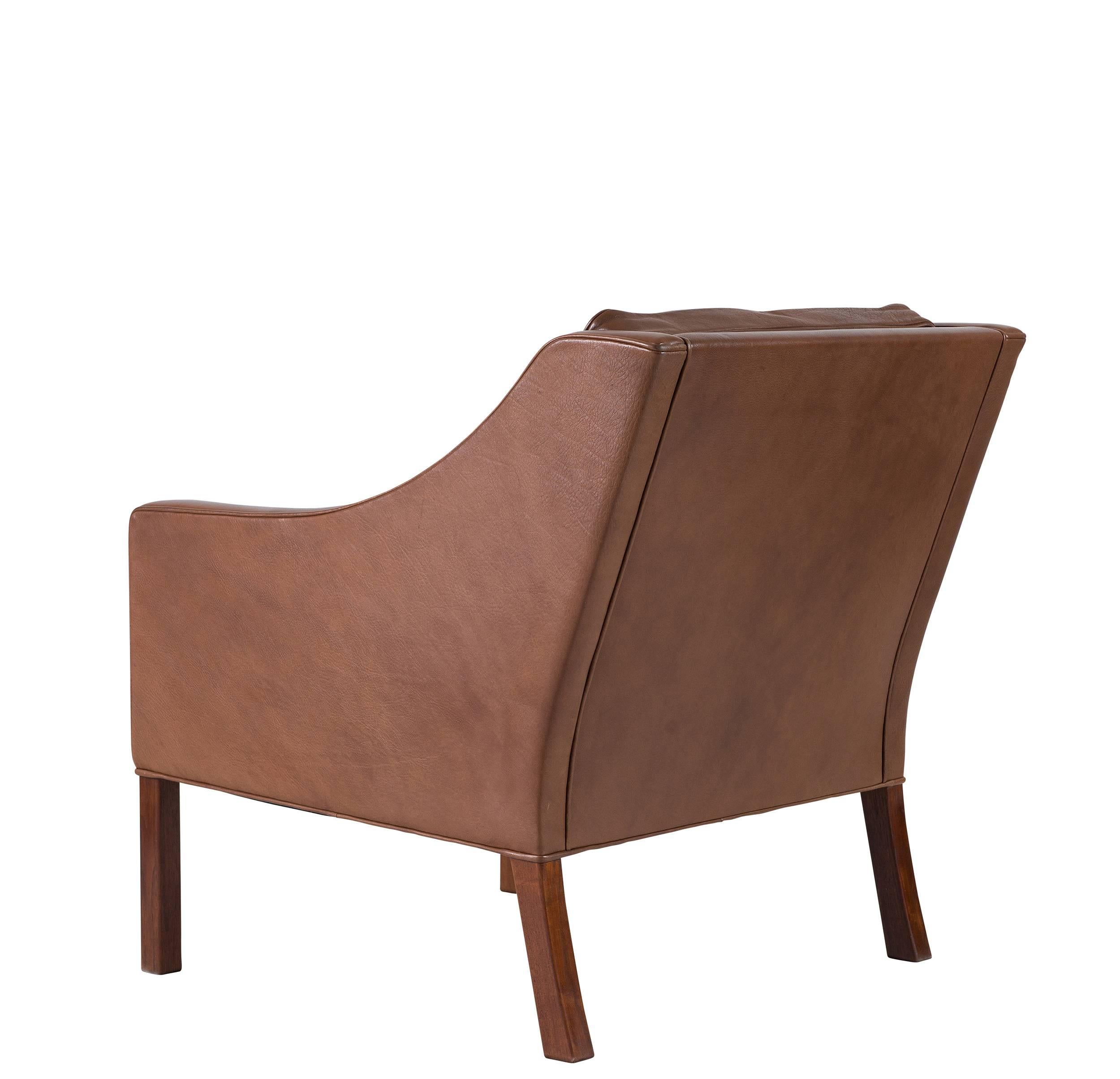 Milieu du XXe siècle Børge Mogensen Modèle #2207 Chaise longue en cuir en vente