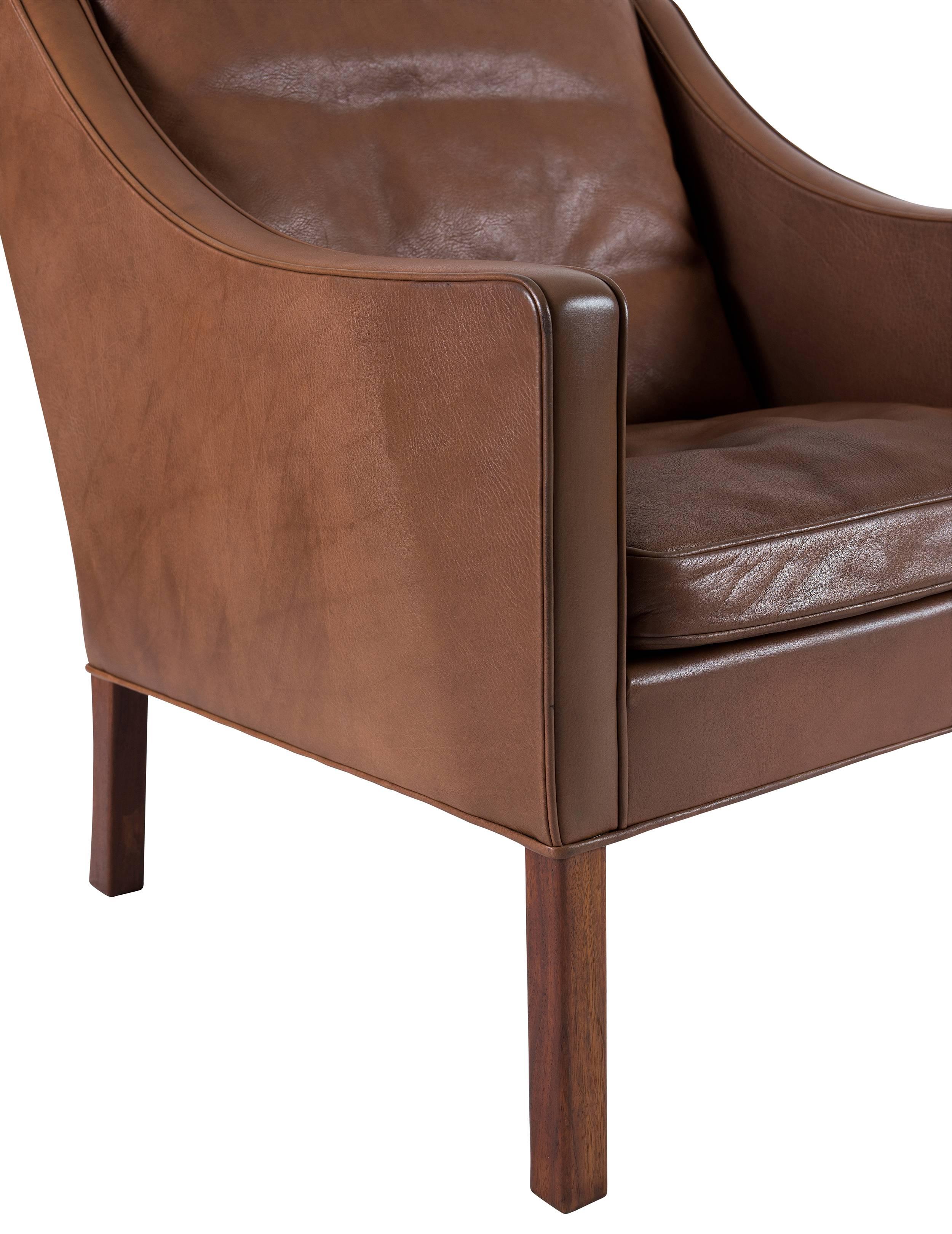 Børge Mogensen Model #2207 Leather Lounge Chair For Sale 1