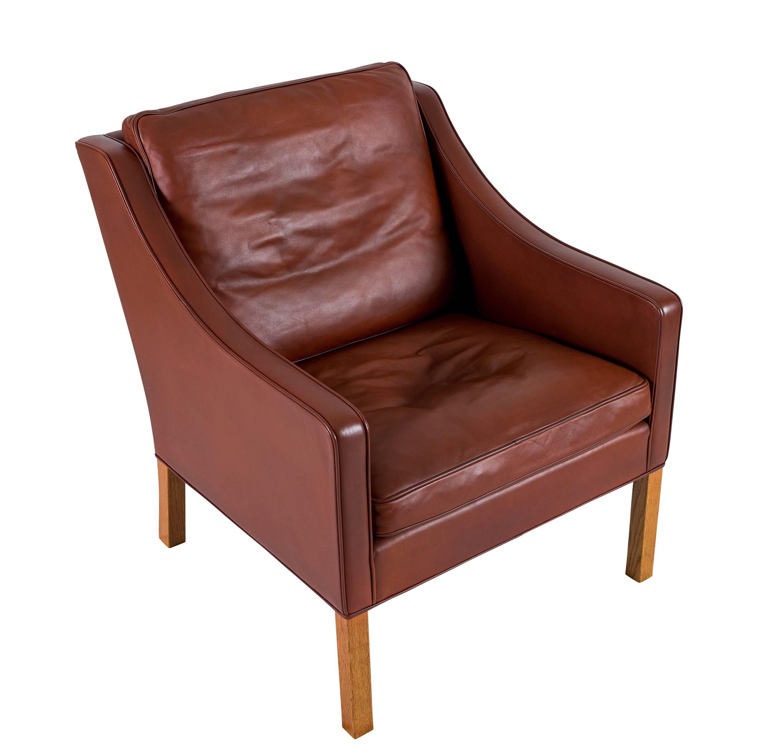 Danish Børge Mogensen Model #2207 Leather Lounge Chair
