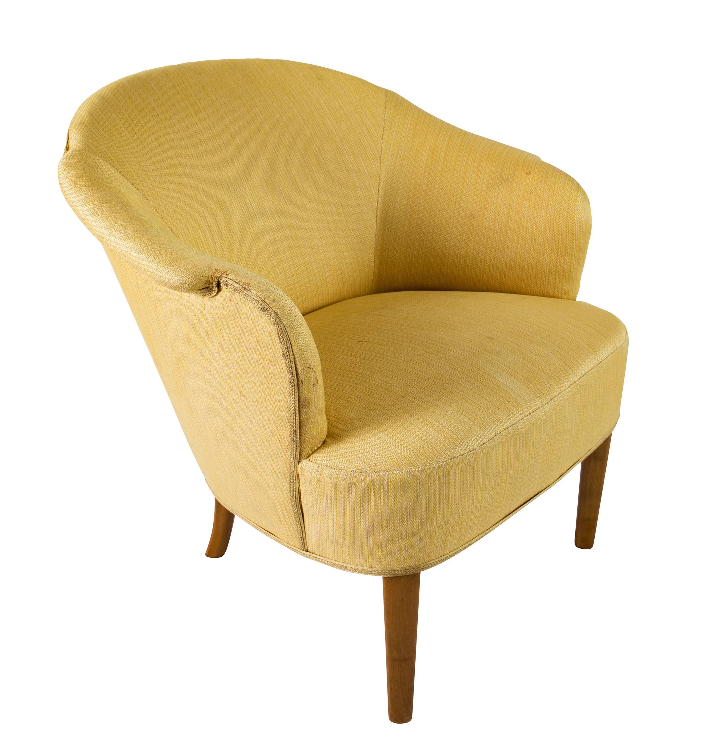 Fabric Pair of Carl Malmsten Lounge Chair