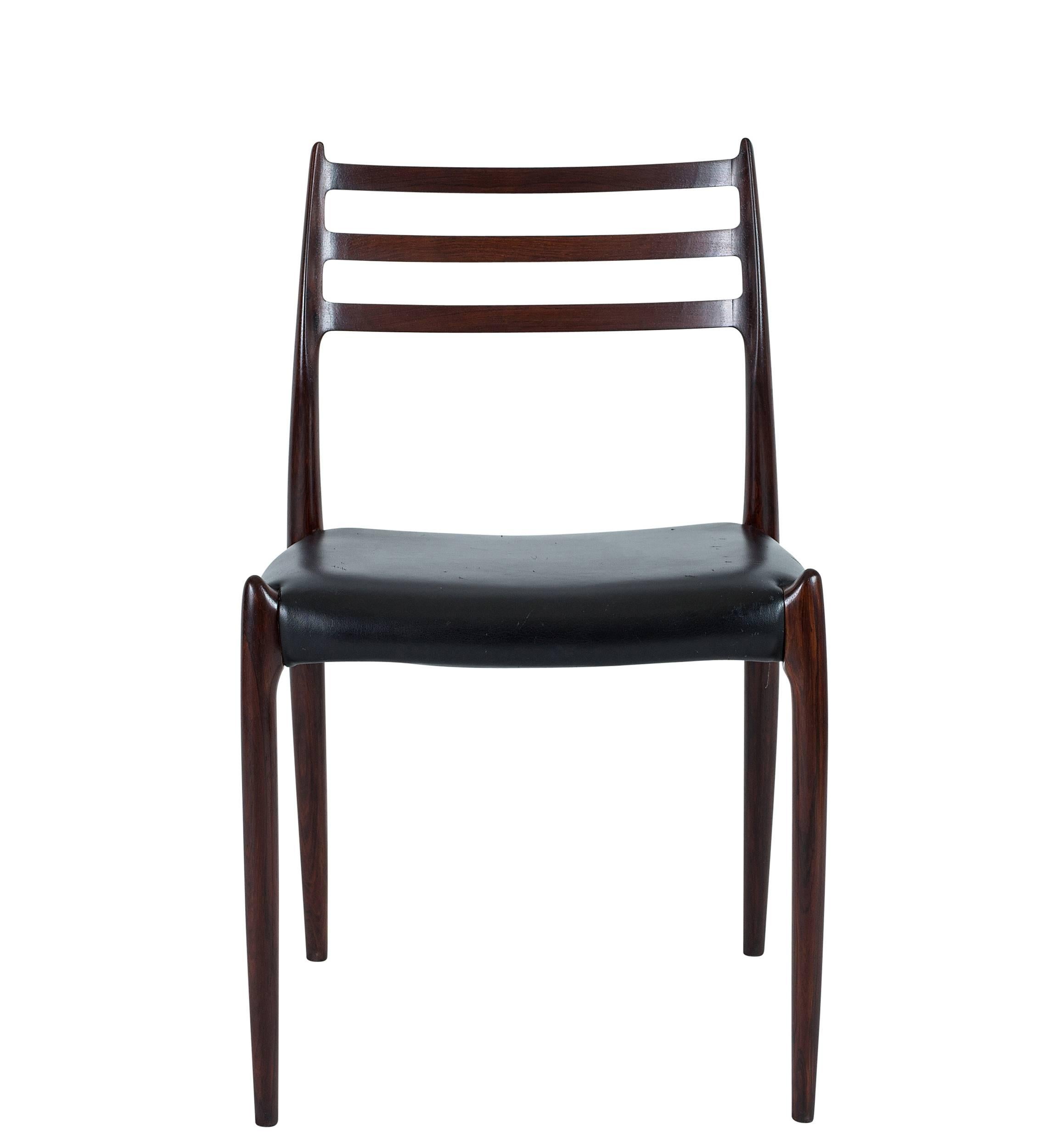 Scandinavian Modern Set of Six Niels Møller Dining Chairs Model #78