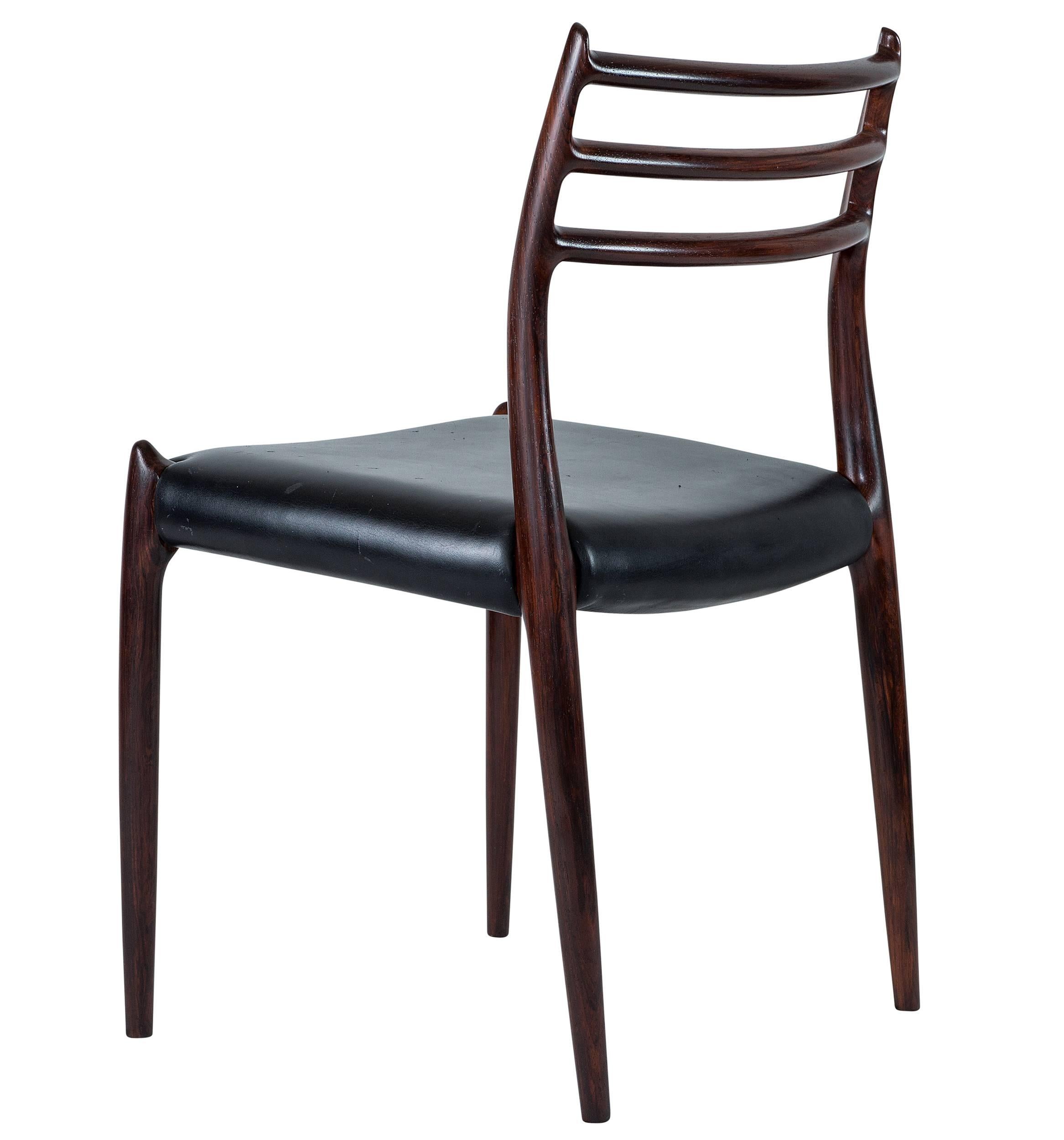 Leather Set of Six Niels Møller Dining Chairs Model #78