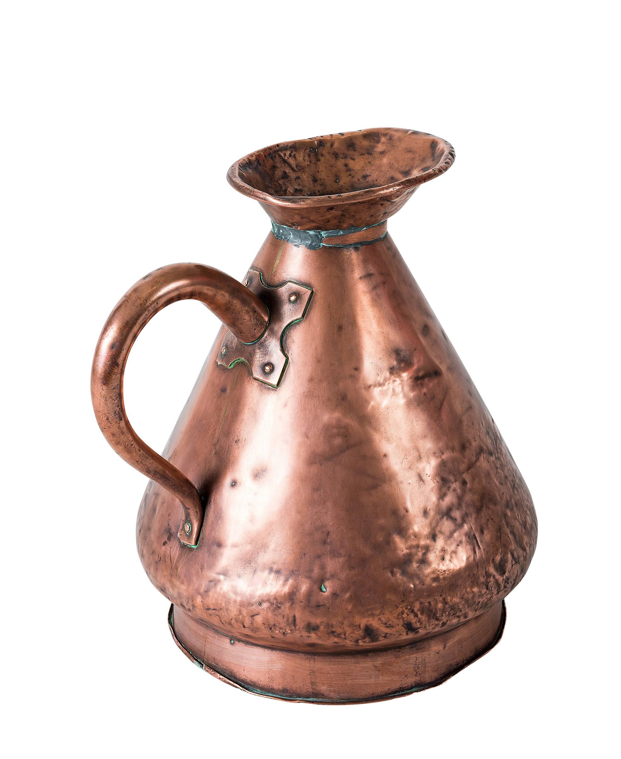 Large four gallon Victorian English copper Ale- Beer Haystack measuring jug.