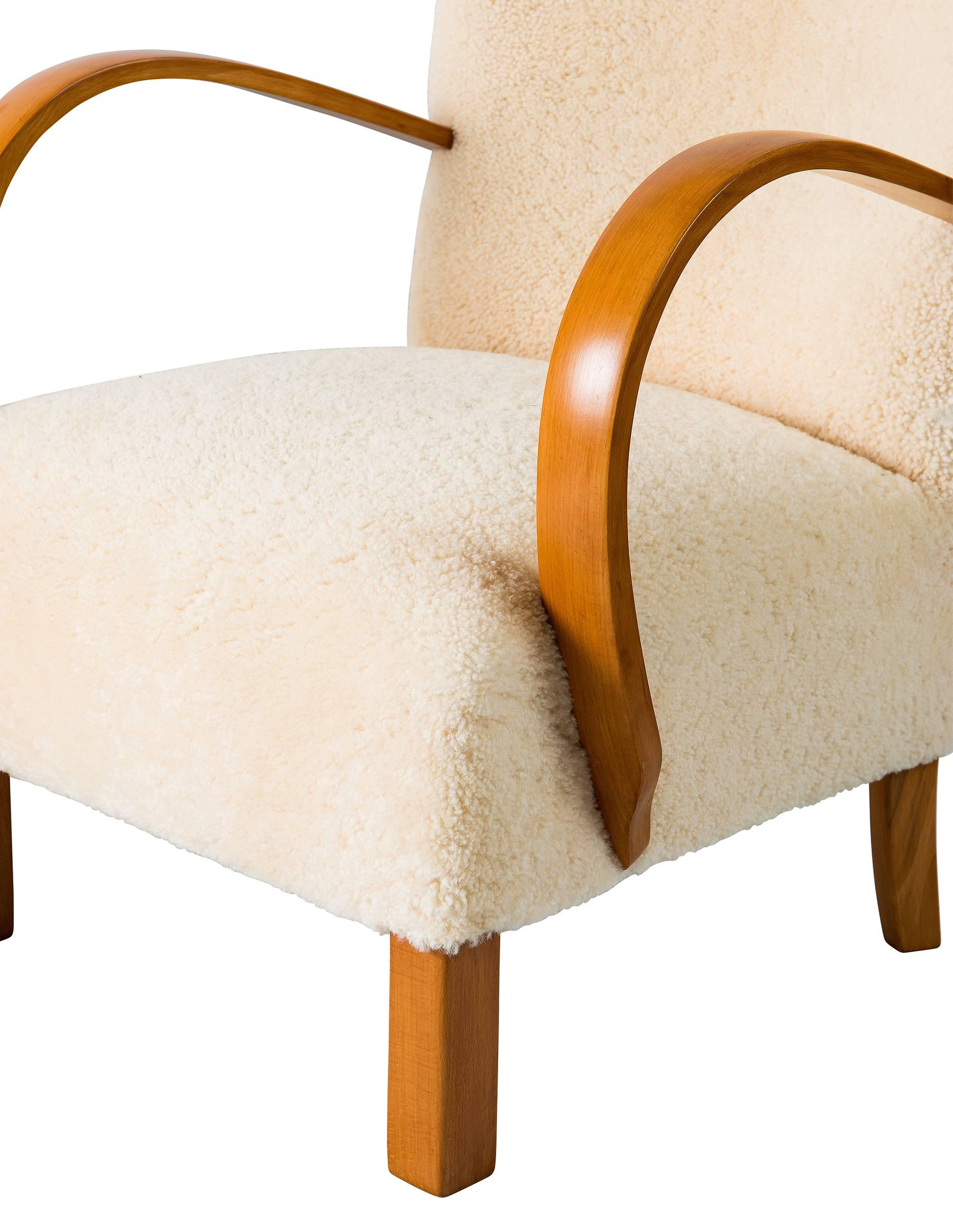 Pair of Scandinavian Sheepskin Lounge Chairs 2