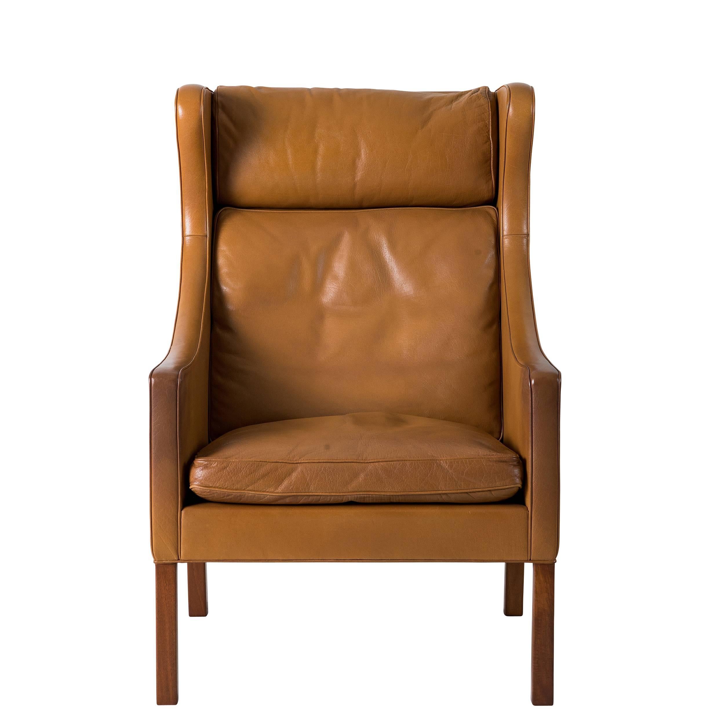 Scandinavian Modern Børge Mogensen Leather Wingback Chair