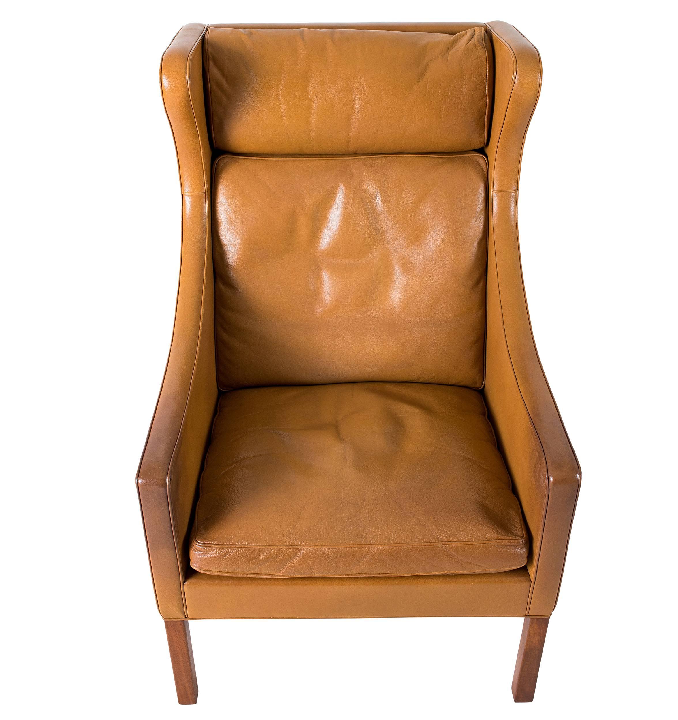 Børge Mogensen Leather Wingback Chair 1