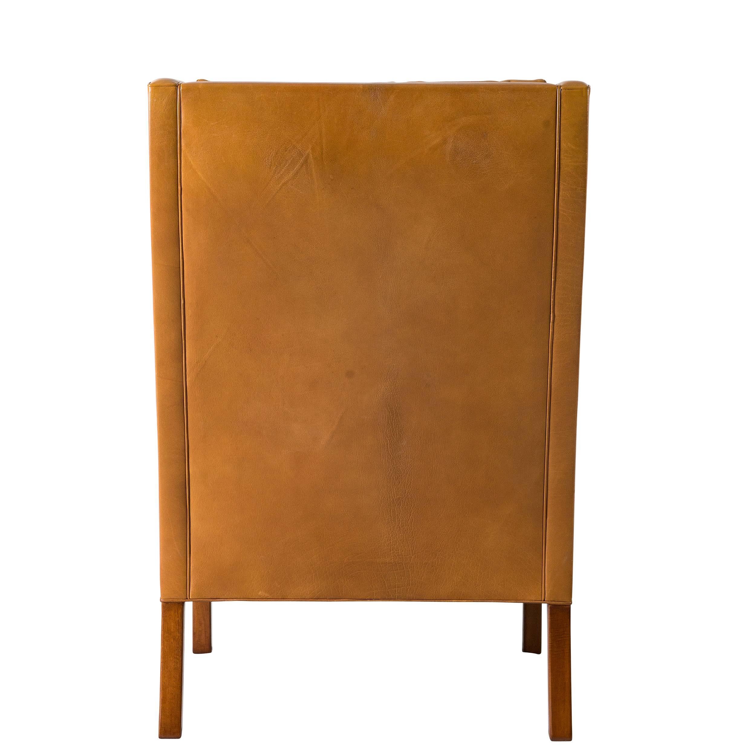 Mid-20th Century Børge Mogensen Leather Wingback Chair