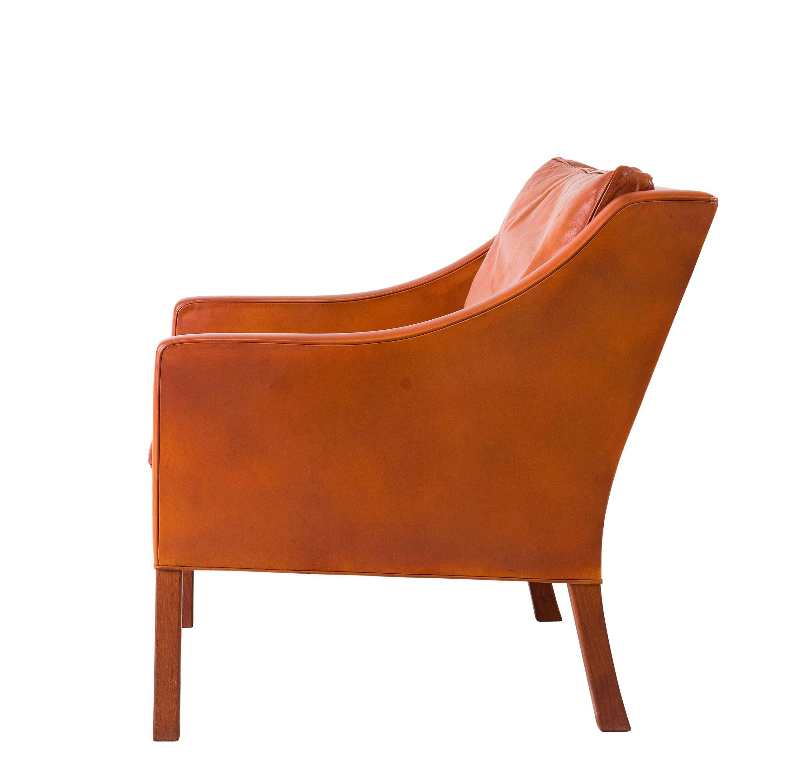 Danish Børge Mogensen Model #2207 Leather Lounge Chair