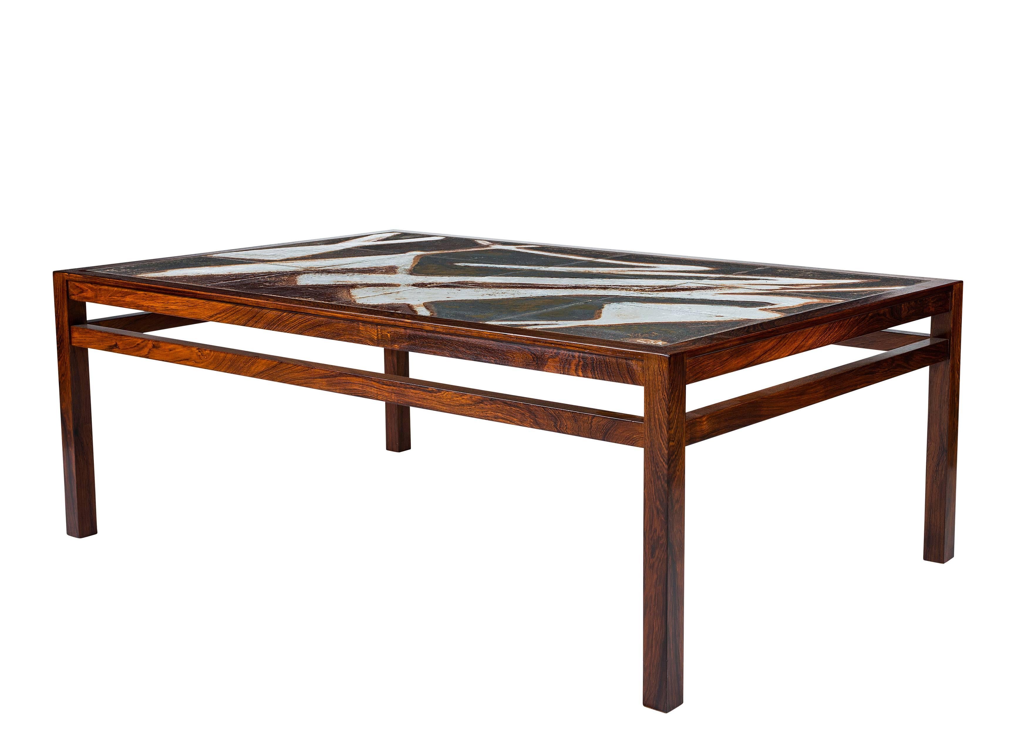 Danish Abstract Tile Coffee Table In Excellent Condition In Los Angeles, CA