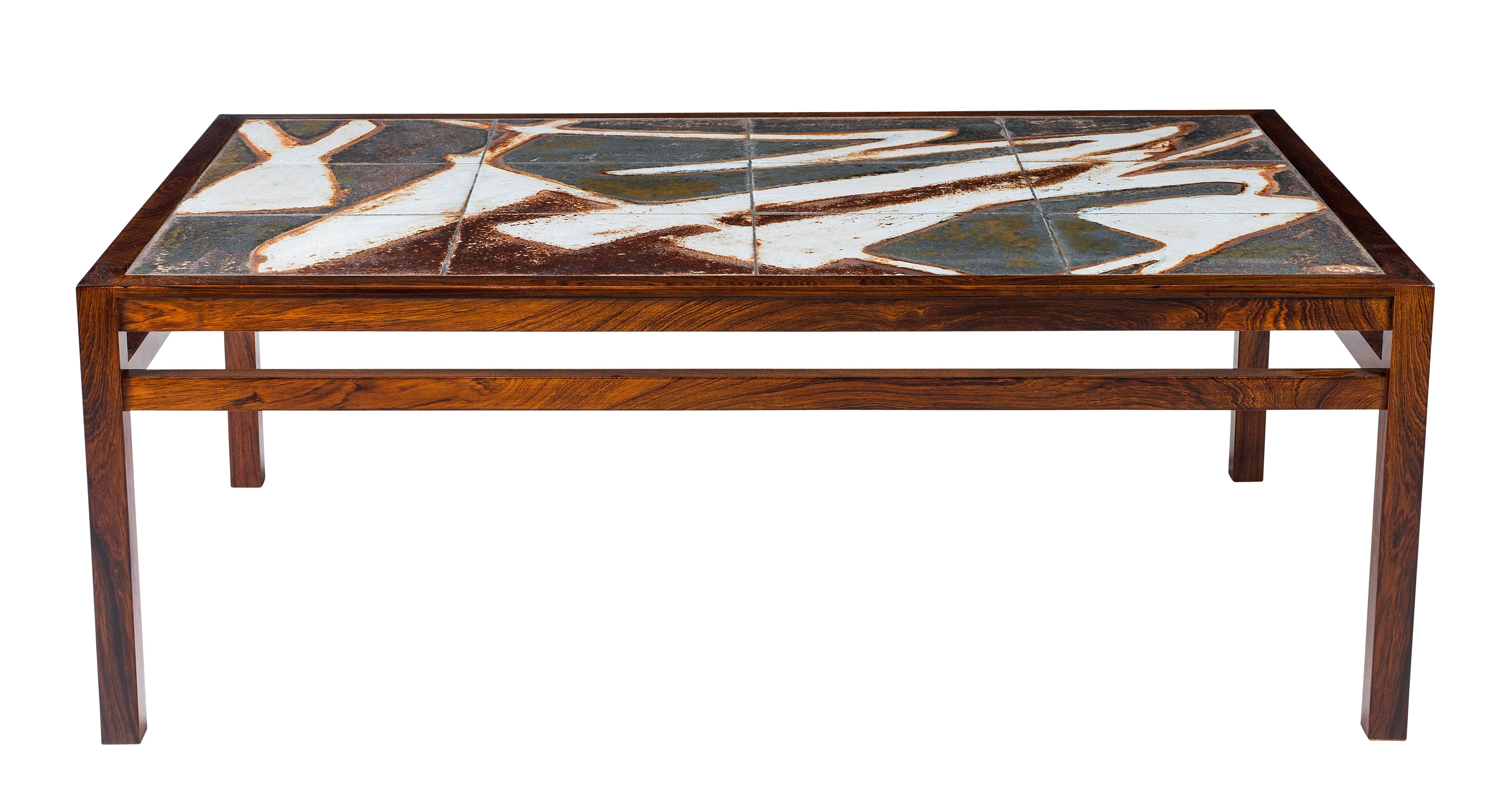 Mid-20th Century Danish Abstract Tile Coffee Table