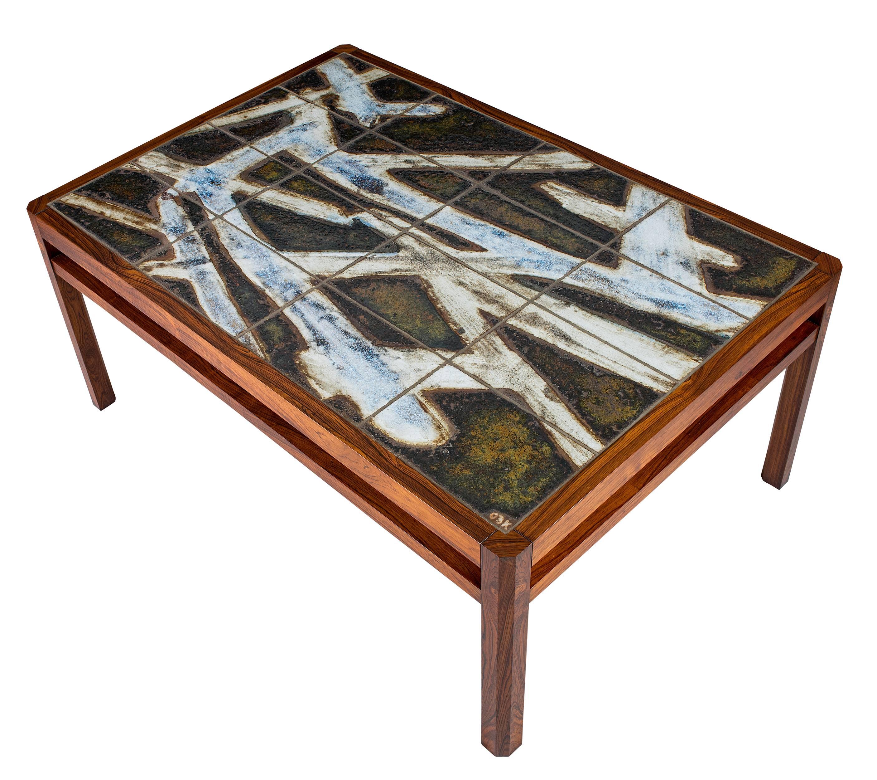 Ceramic Danish Abstract Tile Coffee Table