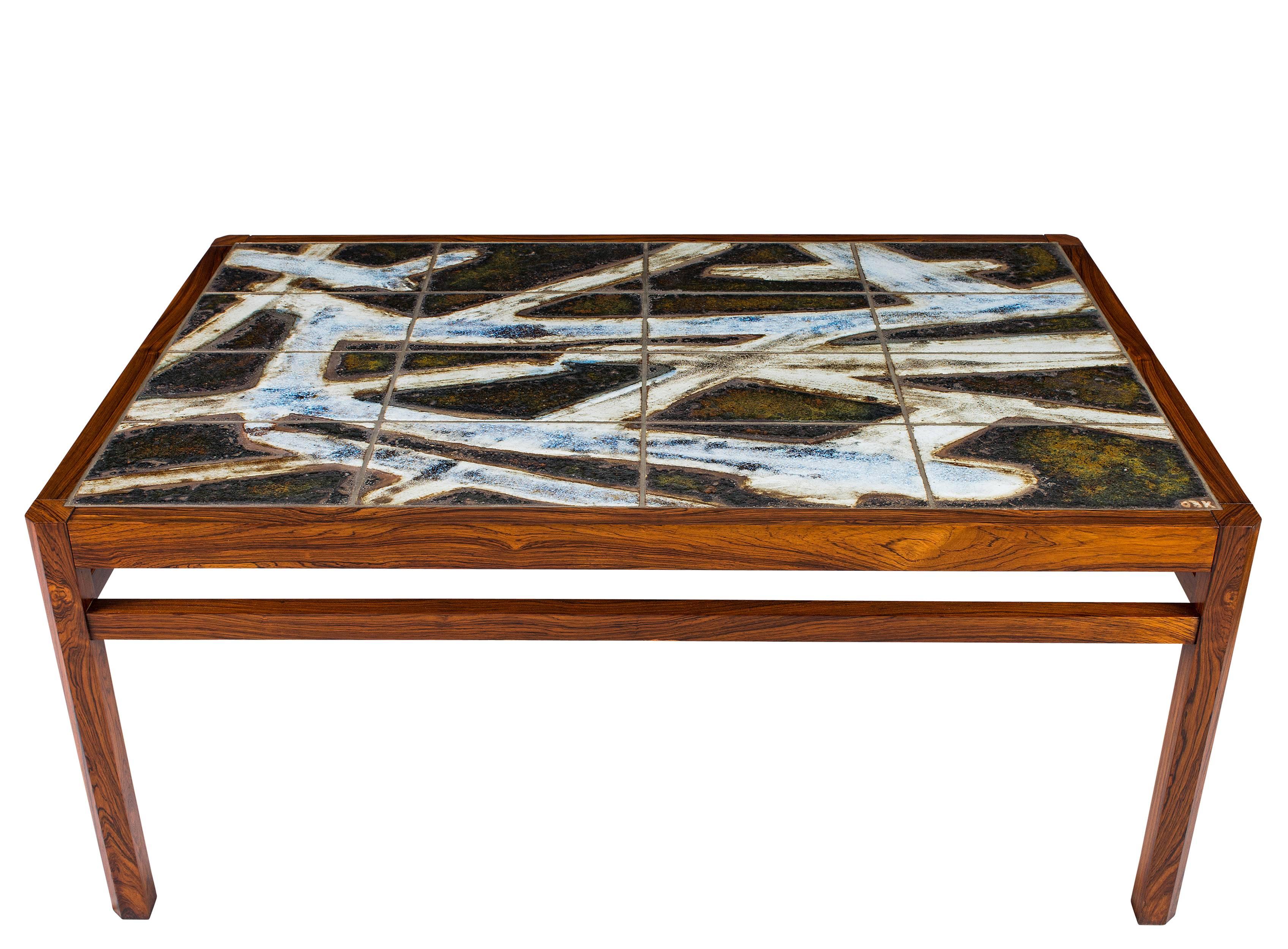Scandinavian Modern Danish Abstract Tile Coffee Table