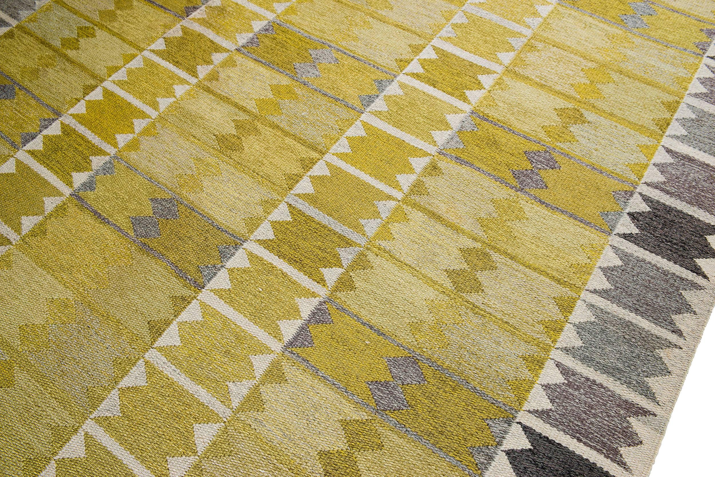 Vintage Ingrid Dessau Flat-Weave Swedish Carpet In Good Condition In Los Angeles, CA