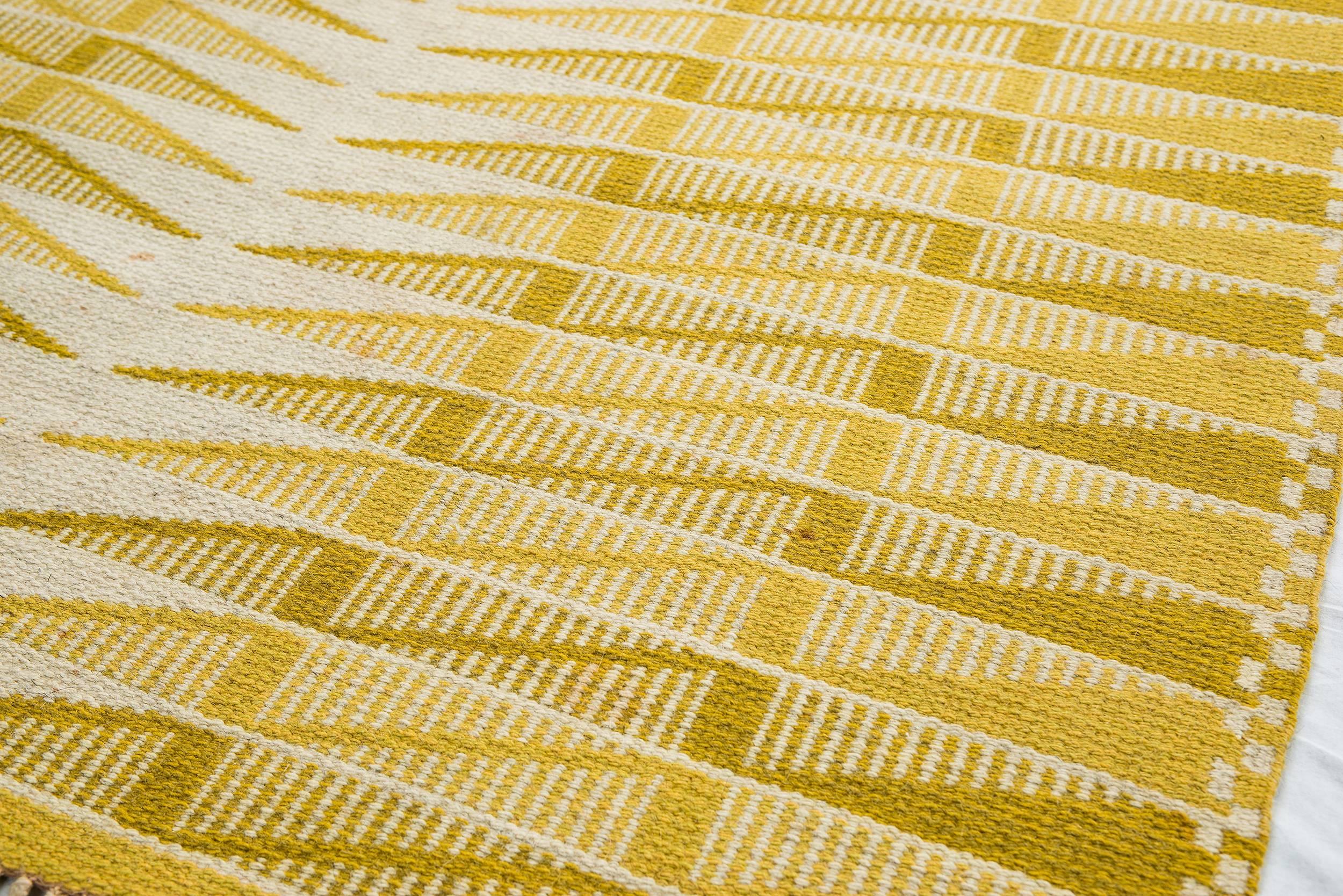 Scandinavian Modern Vintage Swedish Flat-Weave Carpet