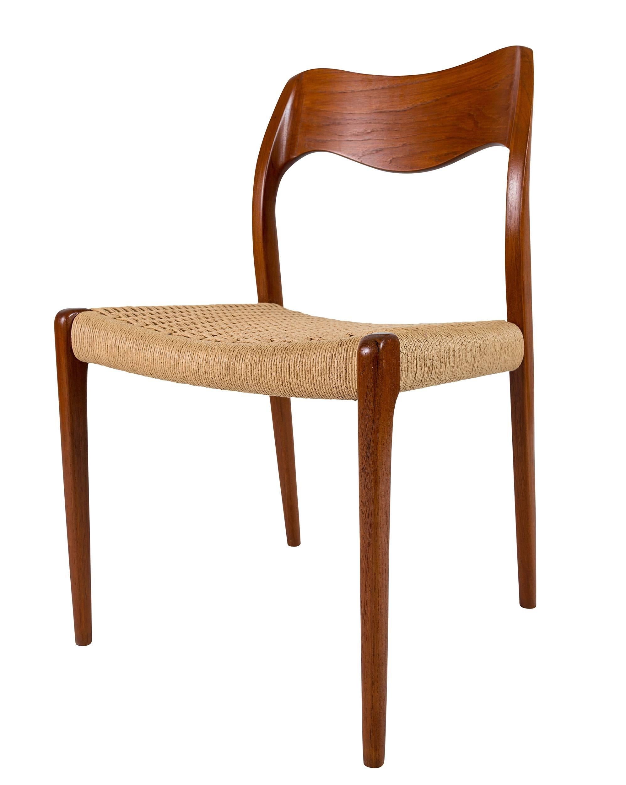 Scandinavian Modern Set of Eight Teak Niels Moller #71 Dining Chairs