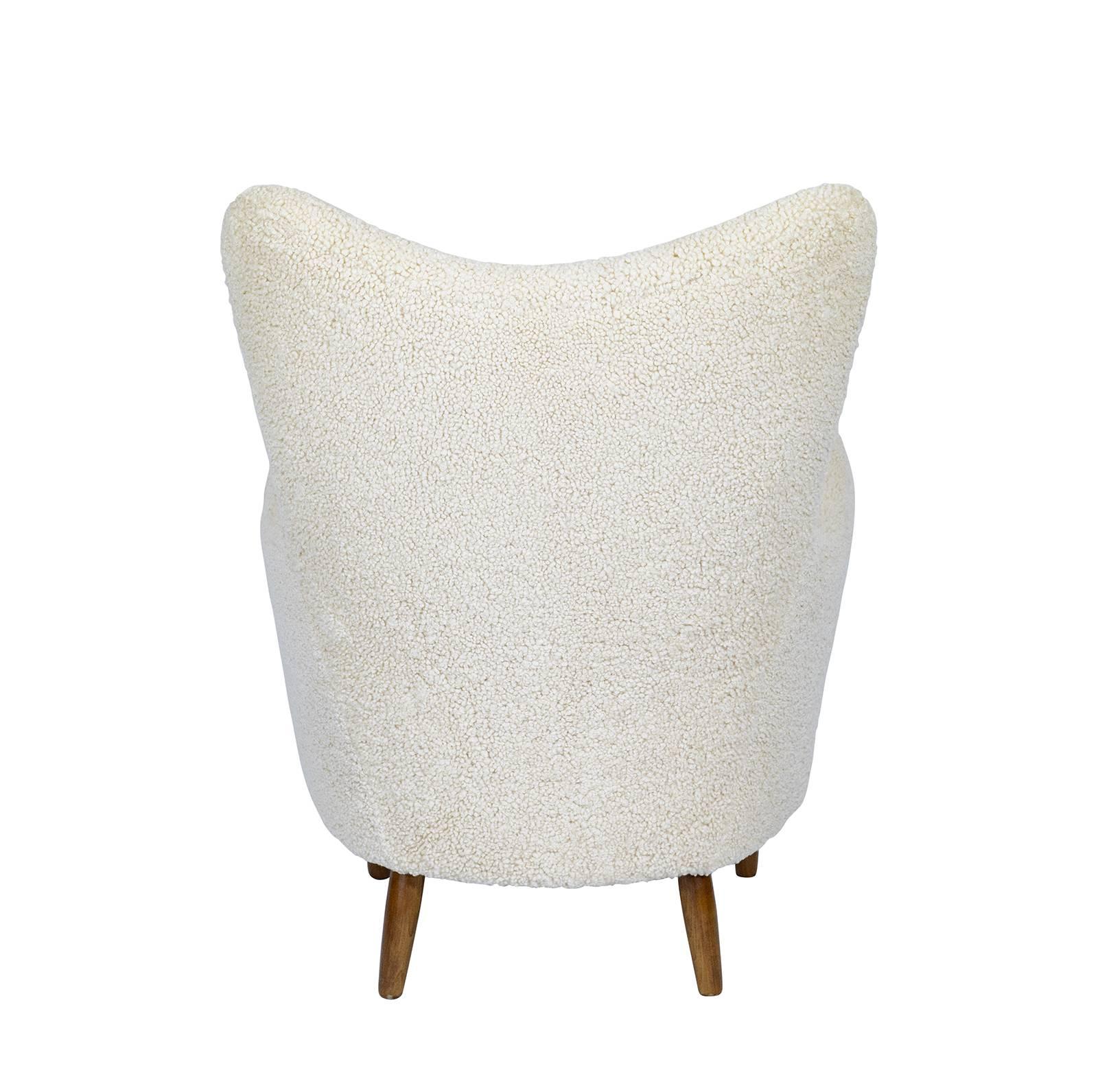 Mid-20th Century Scandinavian Sheepskin Lounge Chair