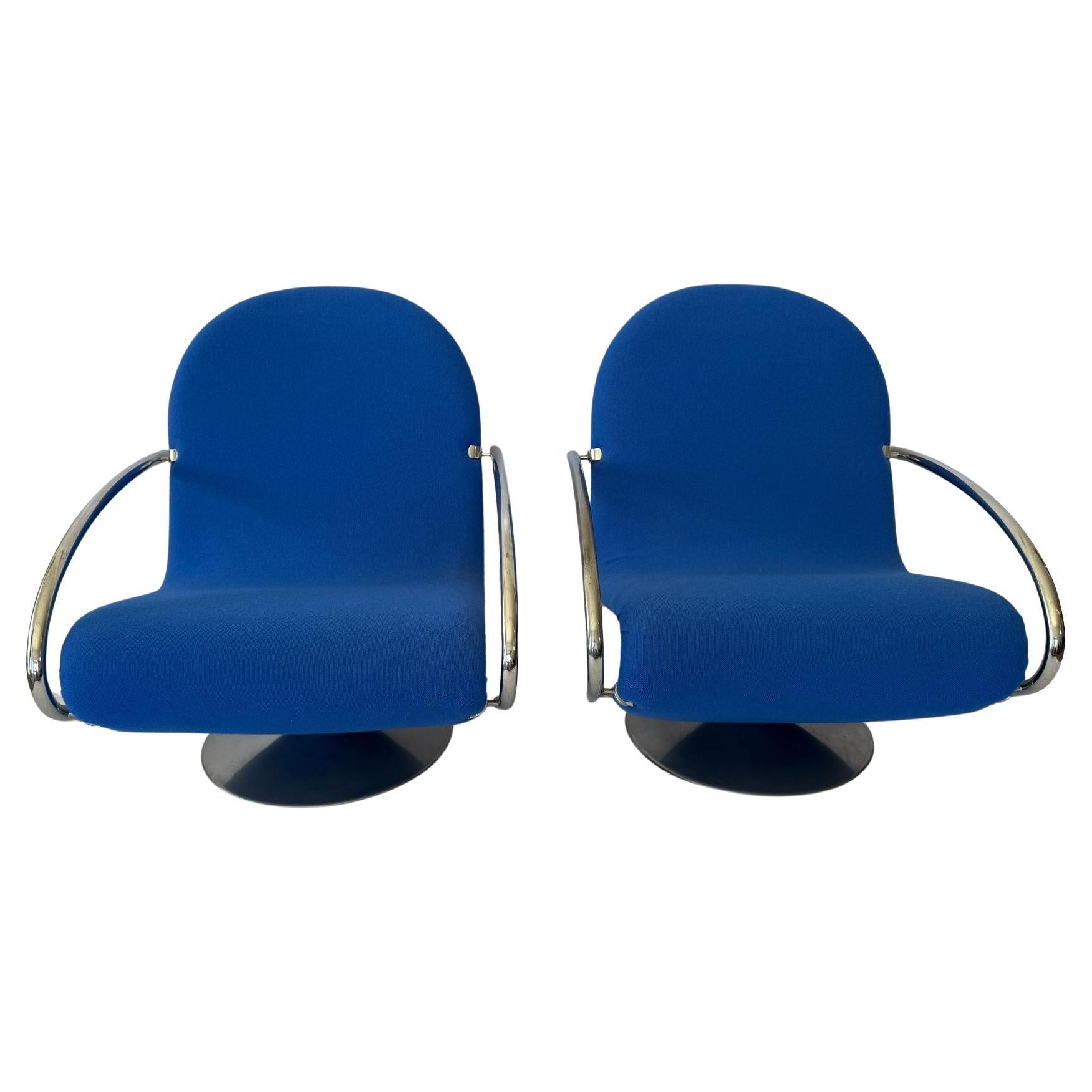 Pair of Verner Panton System 1-2-3 Swivel Lounge Chairs For Sale