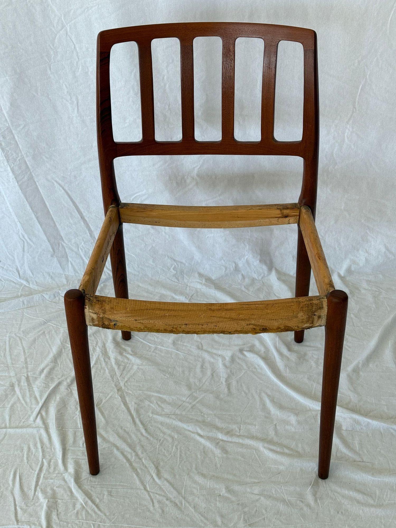 Set of 6 Model 83  Dining Chairs Designed by Niels Moller for J L Moller. Has J L Moller Burned in Signature.  NOTE: I have 16 Available