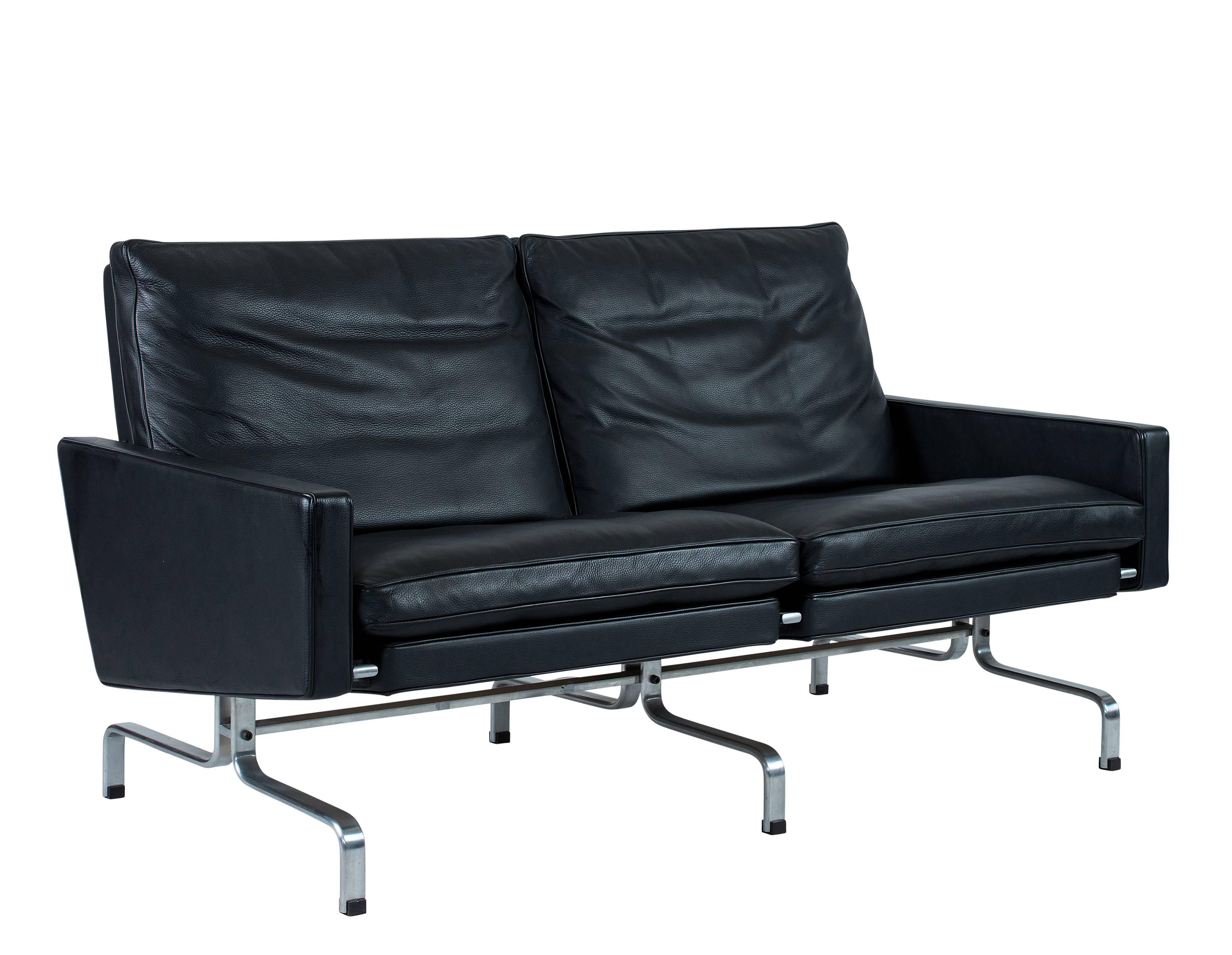 Poul Kjaerholm PK31 two-seat sofa designed in 1958 and produced by Fritz Hansen in 2007.