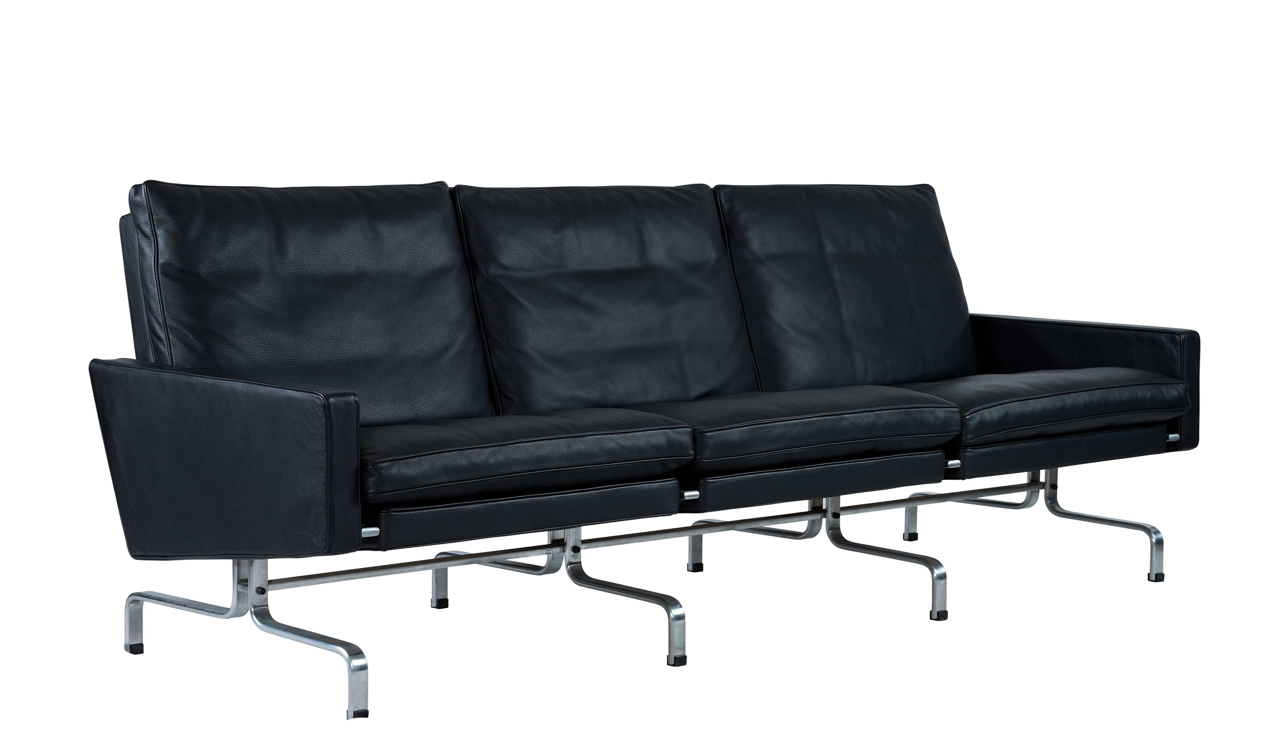 Poul Kjærholm PK31 three-seat sofa Designed in 1958 and Produced by Fritz Hansen in 2007. We have another matching sofa that is available.