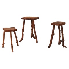 Set of 3 x French Rustic Stools, France, 1960s