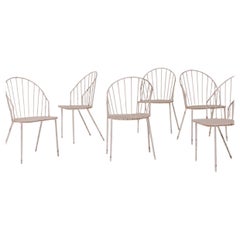 Set of 10 x French Metal Bistro Chairs, France, 1980s