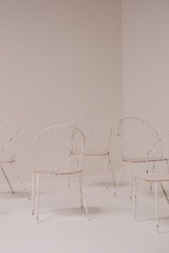 Set of 10 x French Metal Bistro Chairs, France, 1980s