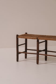 French Woven Cord Bench, France, circa 1950