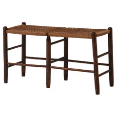French Woven Cord Bench, France, circa 1950