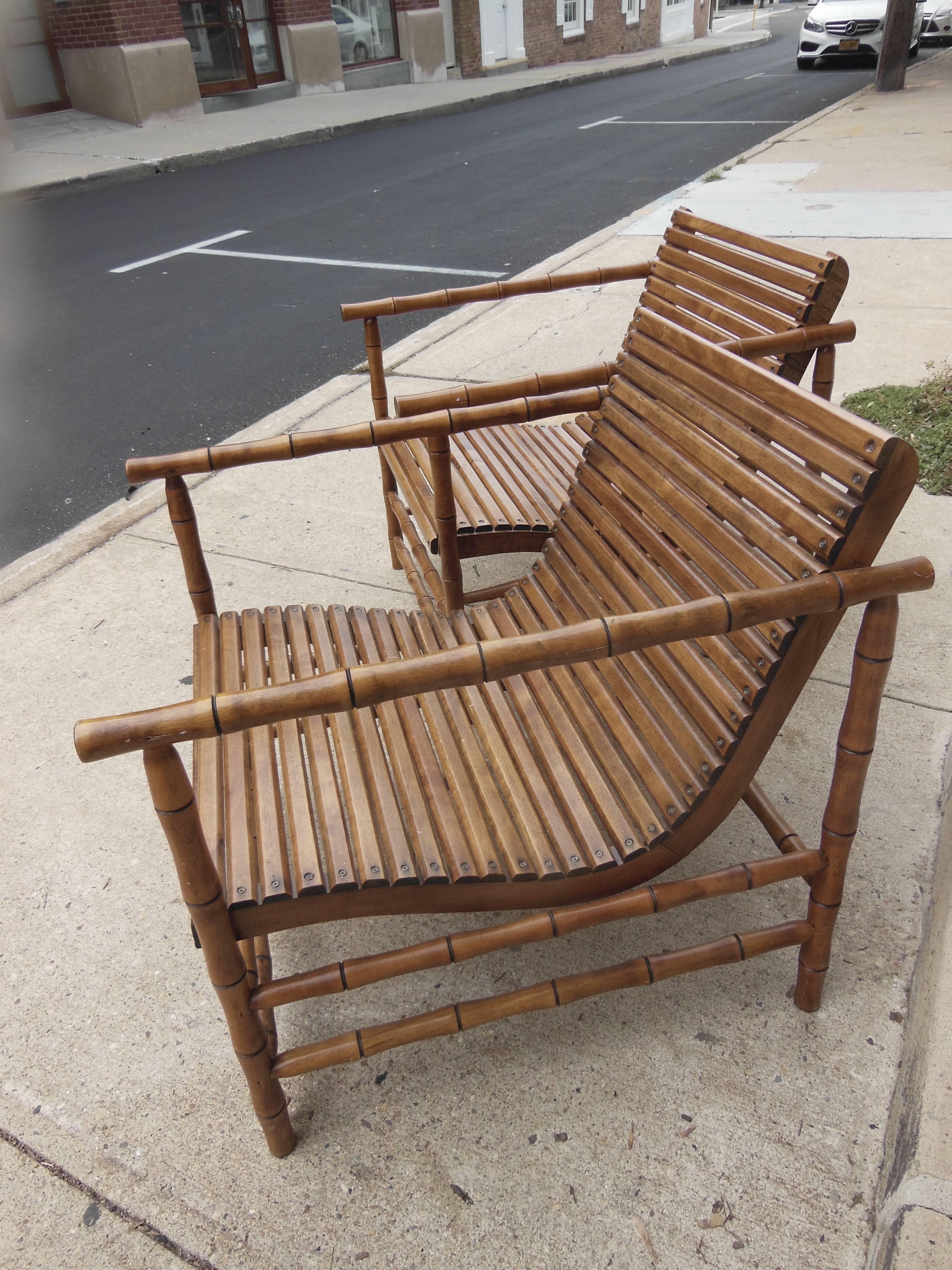 A nice pair of faux bamboo wood chairs
