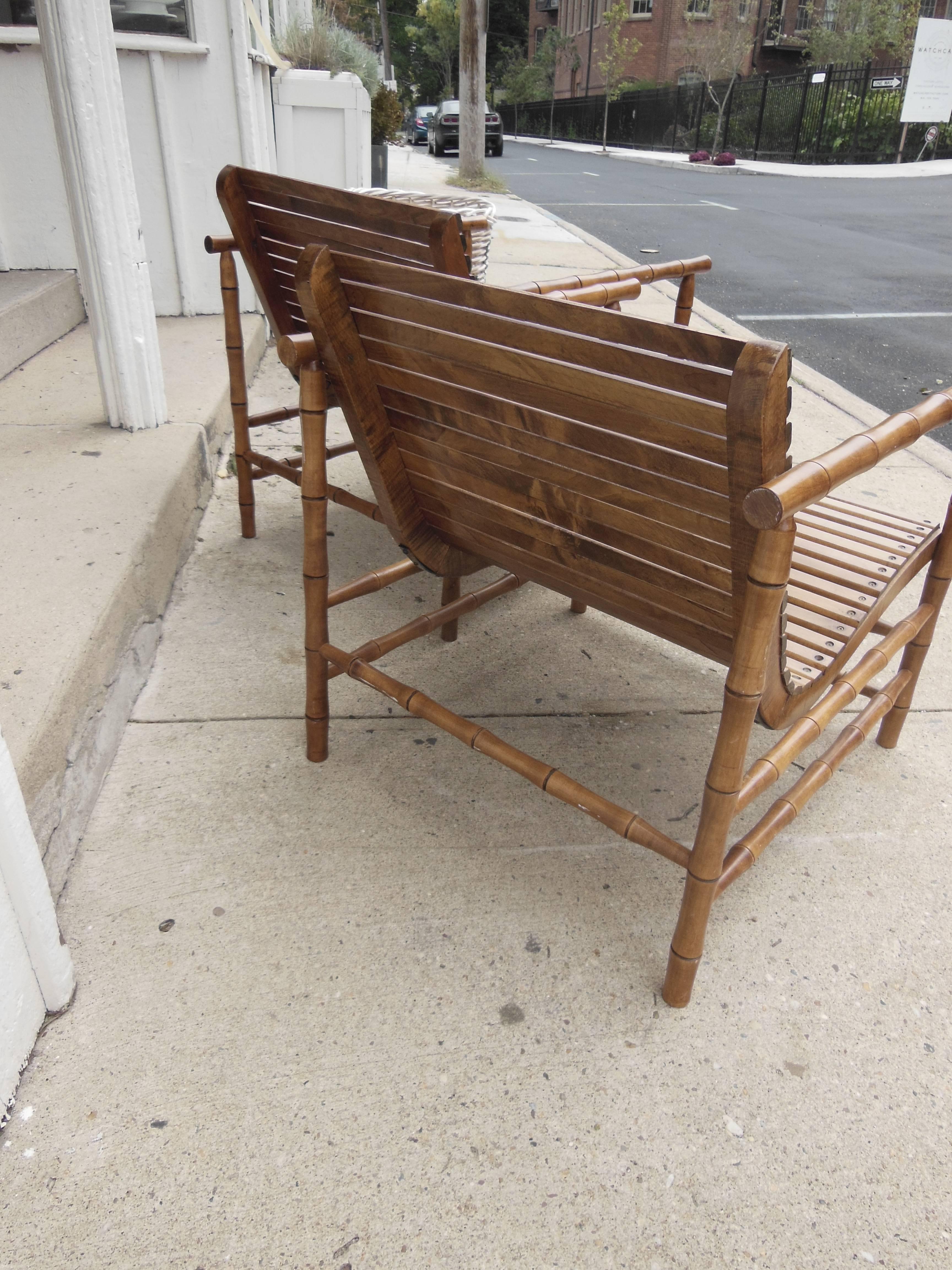 Pair of Faux Bamboo Chairs In Excellent Condition In Sag Harbor, NY