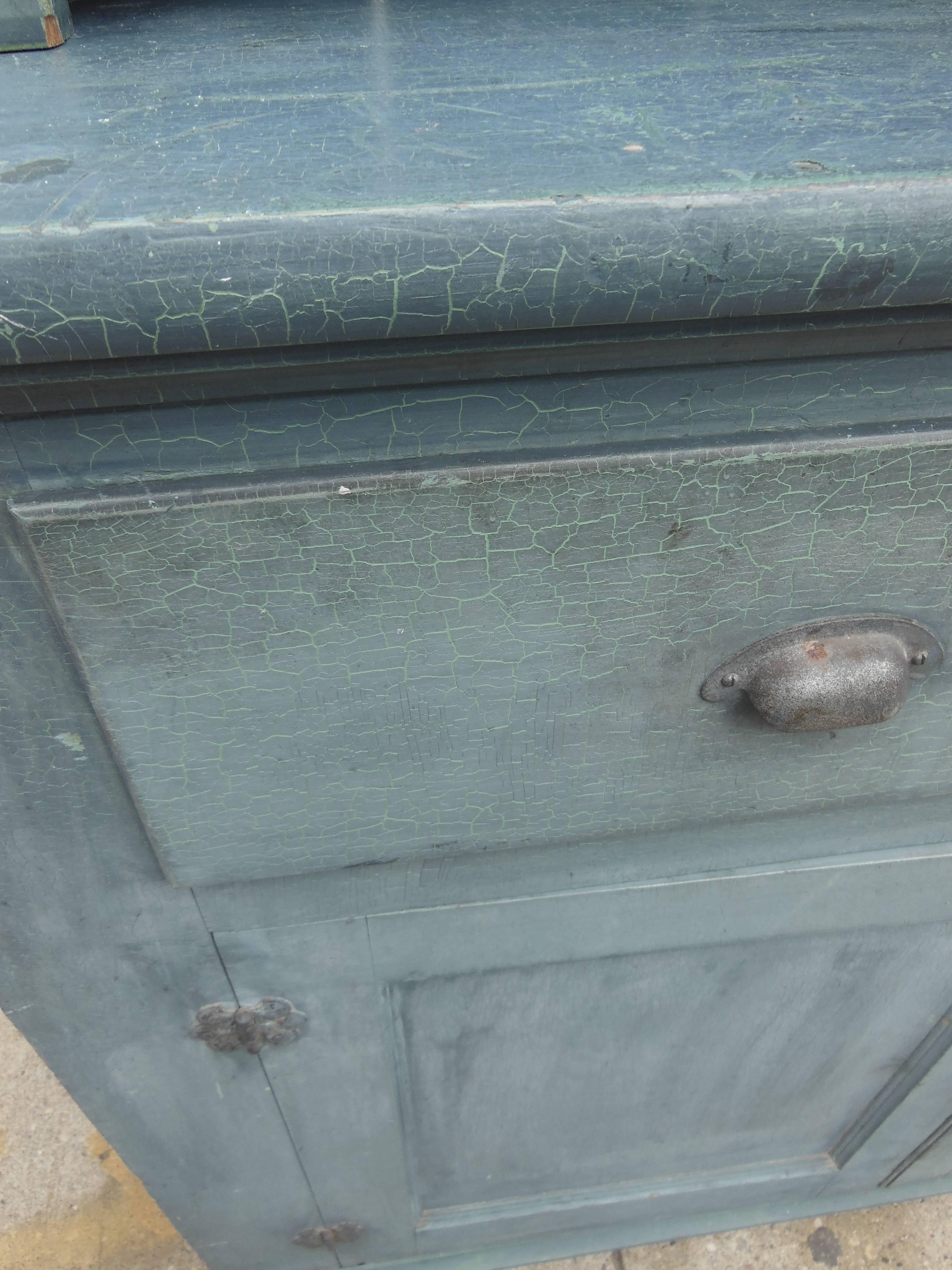 Old Blue Pennsylvania Cupboard In Excellent Condition In Sag Harbor, NY