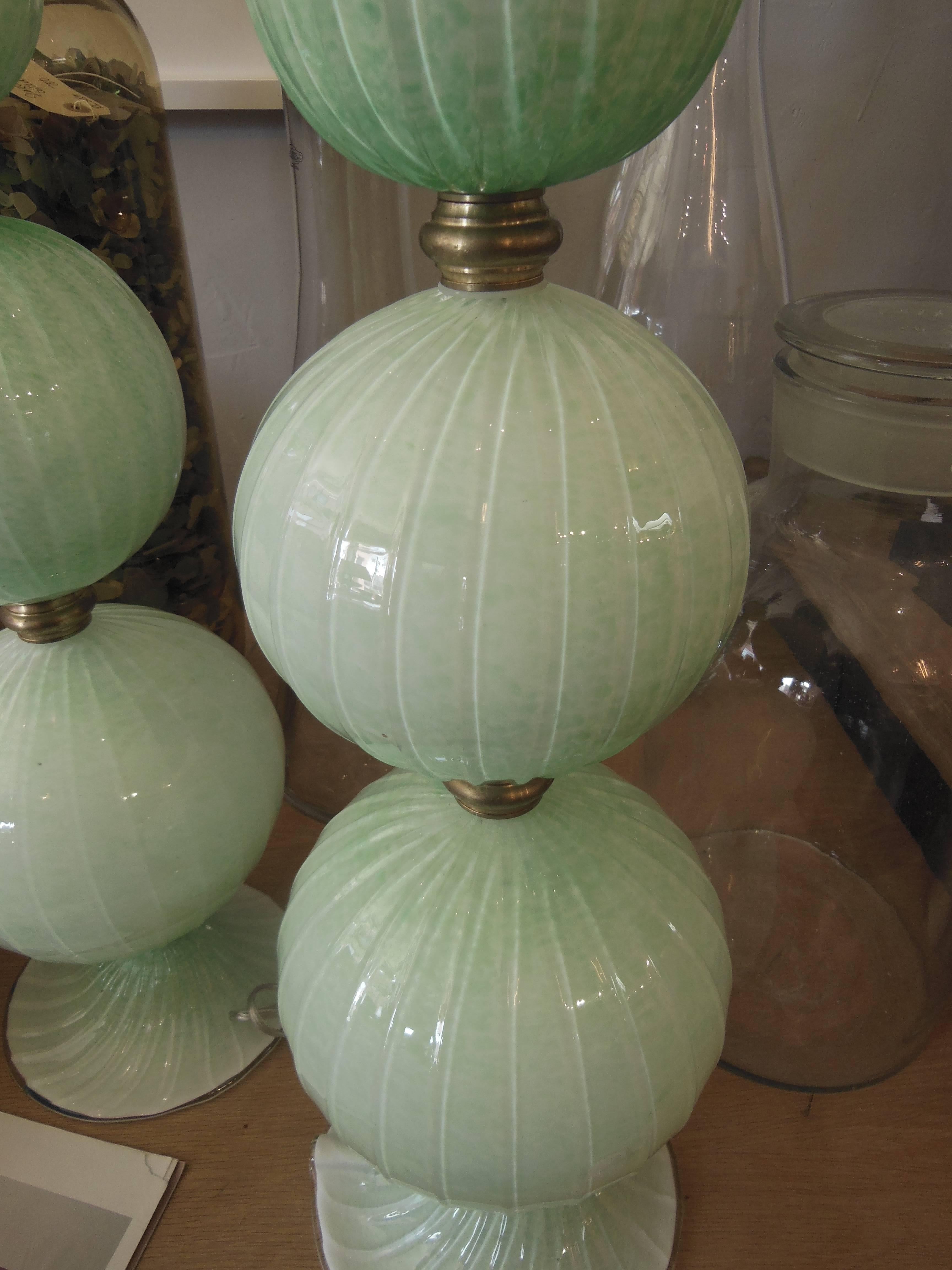 Italian Pair of Vintage Minty Murano Table Lamps