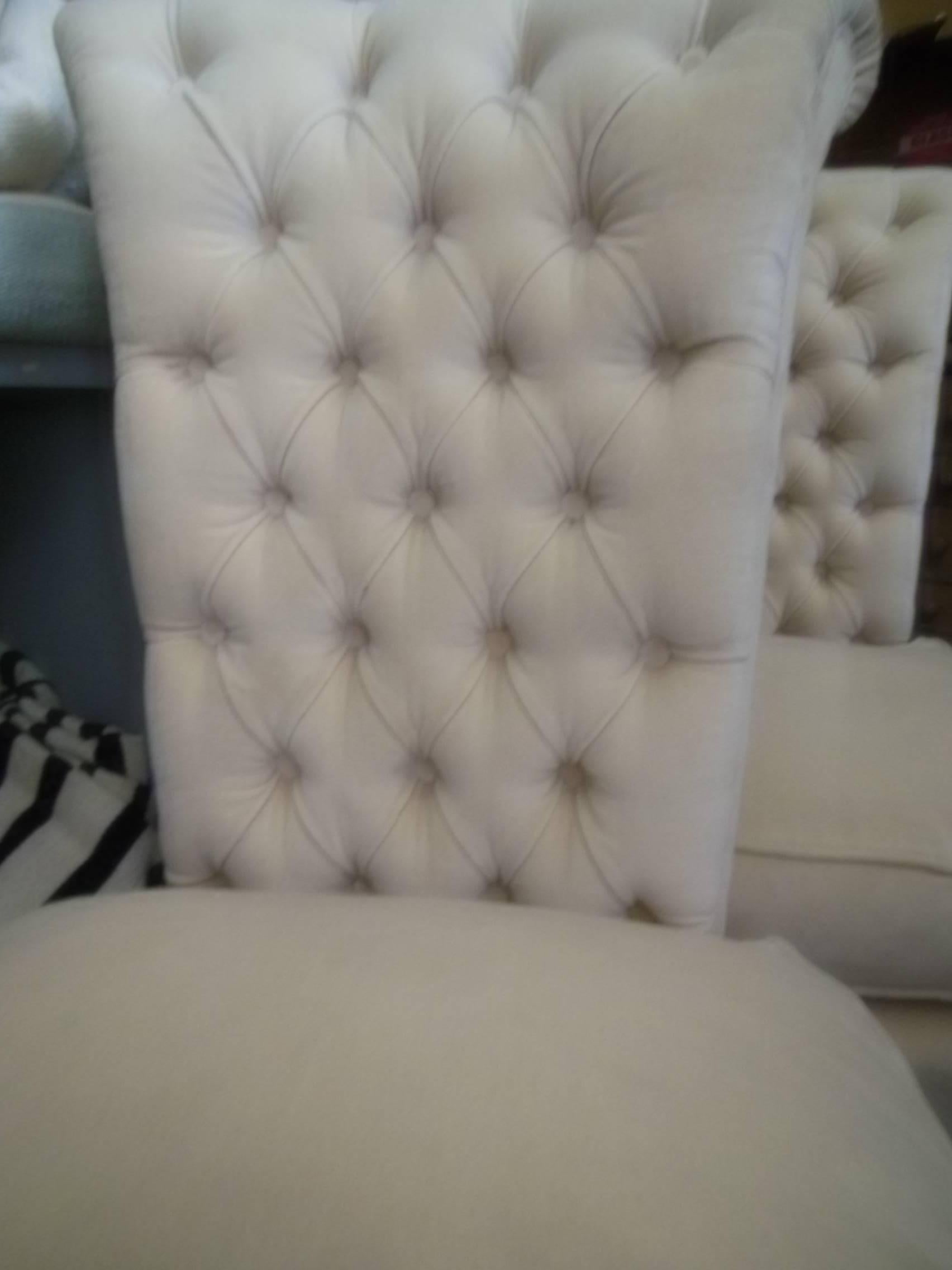 Pair of High Style Vintage Tufted Slipper Chairs For Sale 2