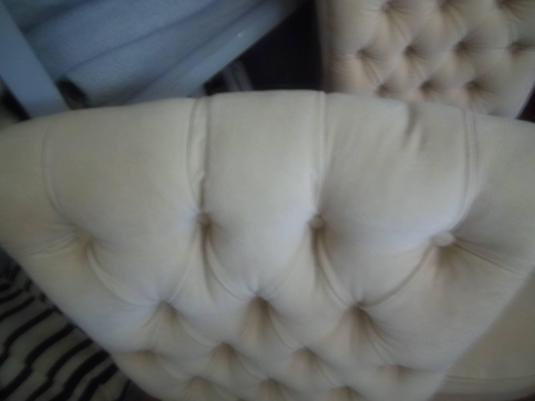 Pair of High Style Vintage Tufted Slipper Chairs For Sale 1