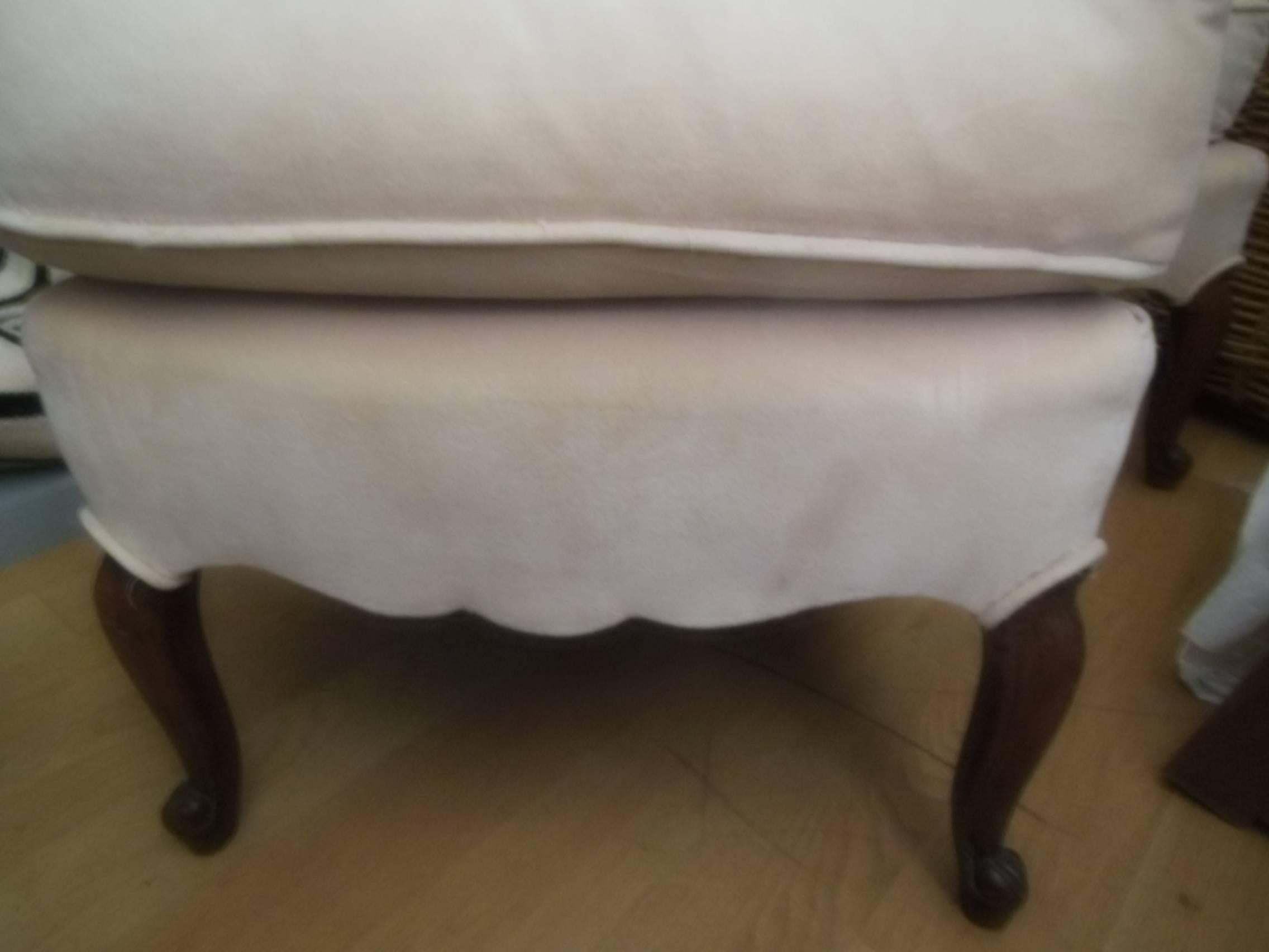 Pair of High Style Vintage Tufted Slipper Chairs For Sale 3
