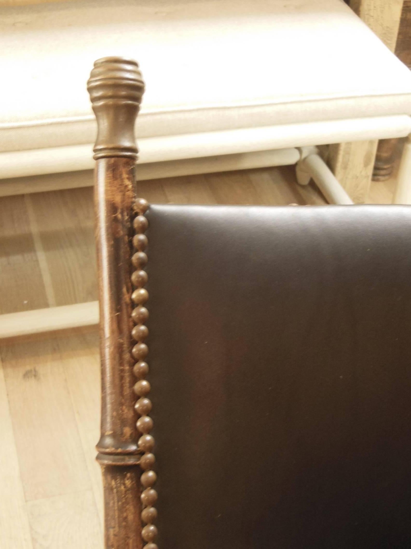 Late 19th Century Vintage Leather Campaign Chair For Sale