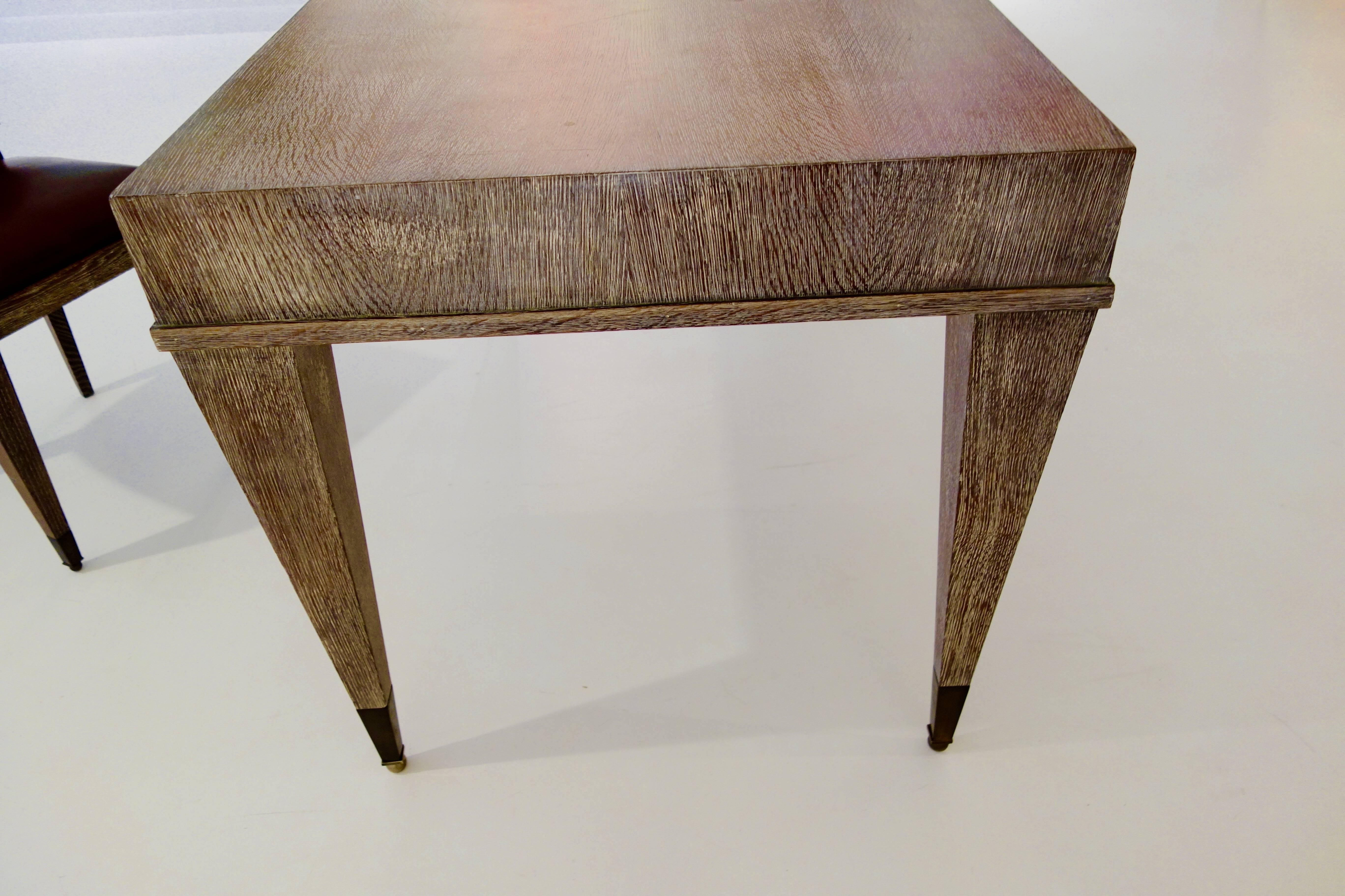 Mid-20th Century French Mid-Century Cerused Oak Writing Desk and Chair